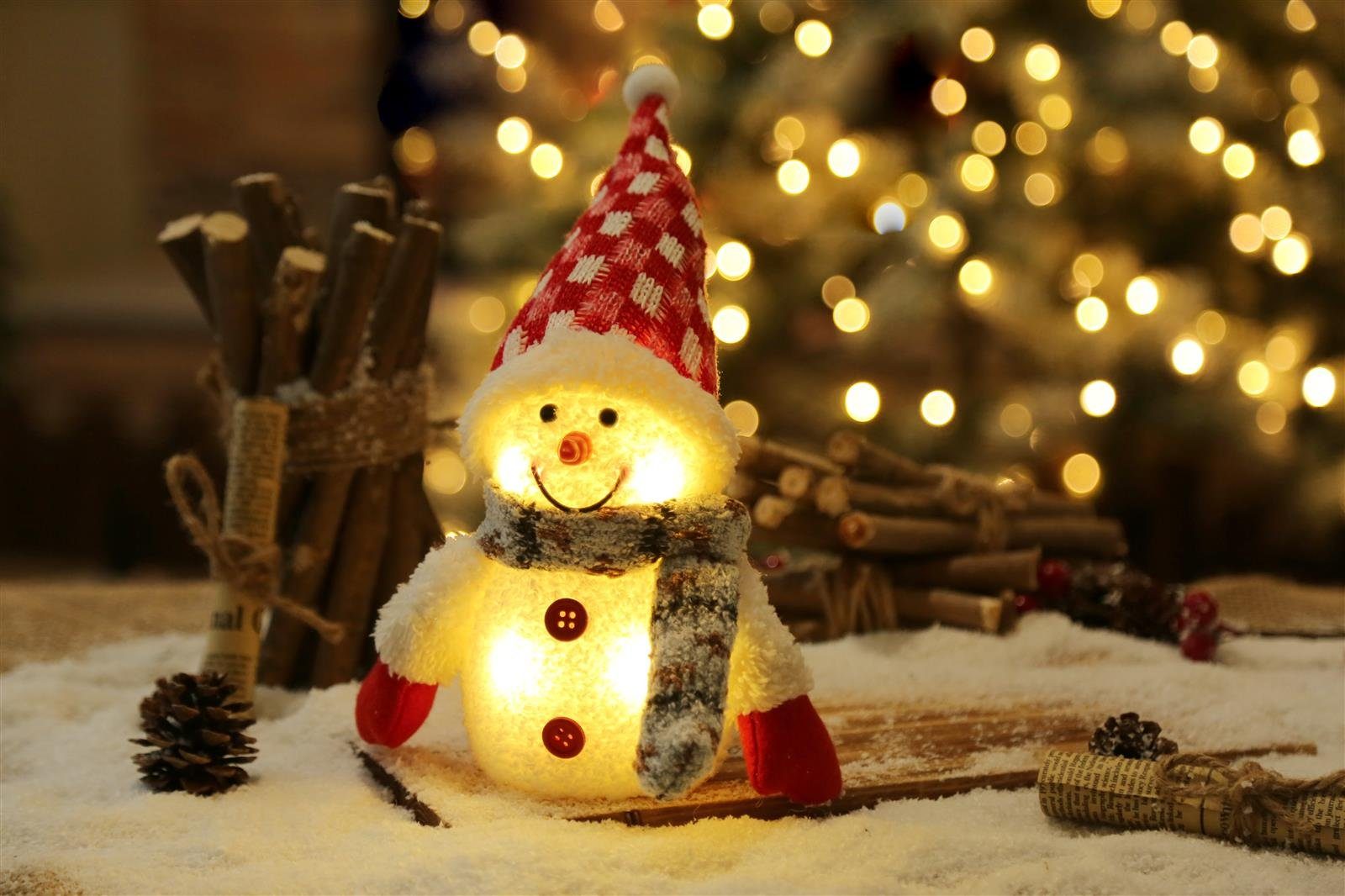 Schneemann Bambelaa! Beleuchtet LED "Snowy" Weihnachten Deko Figuren Weihnachtsfigur Weihnachten