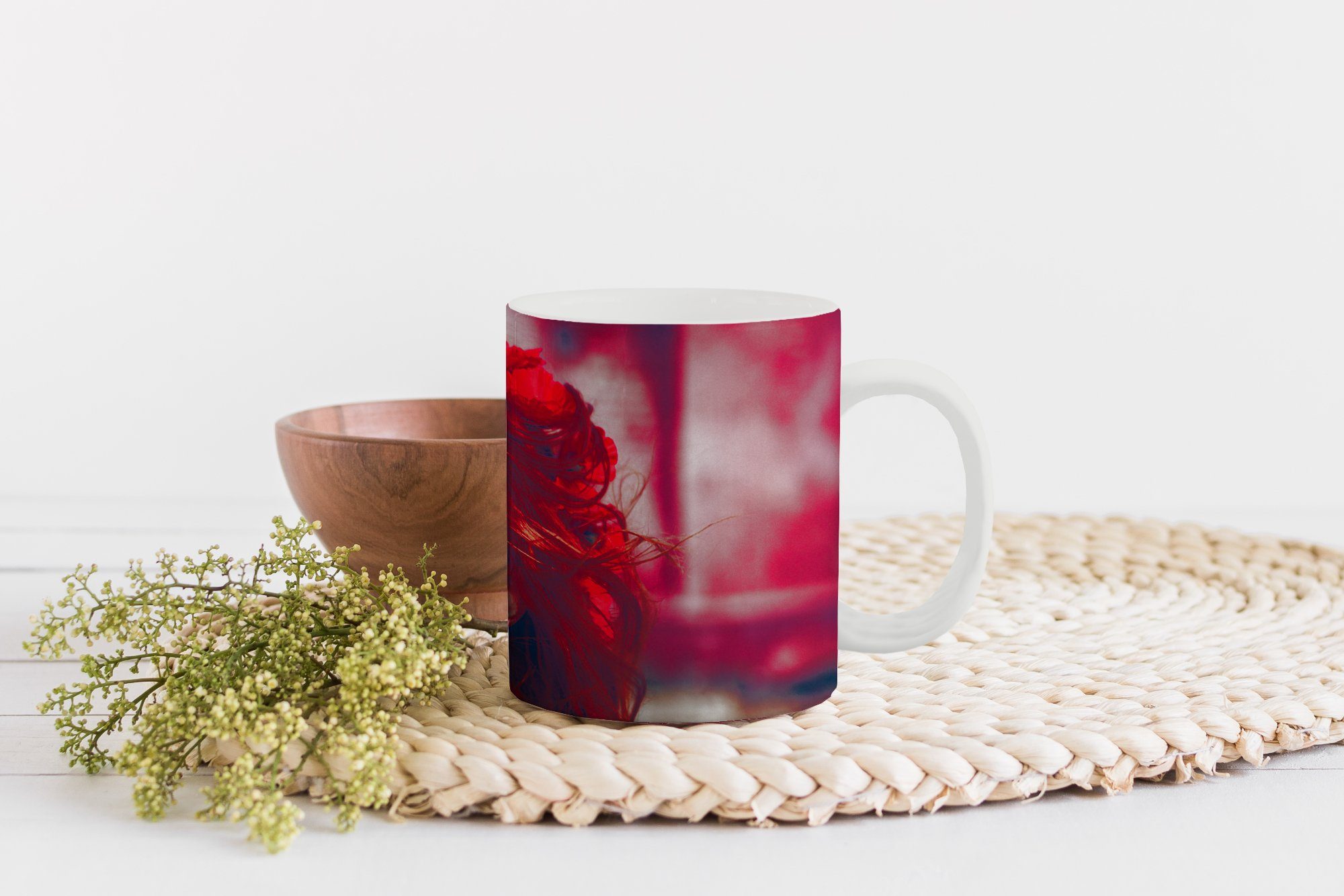 Becher, MuchoWow Geschenk - Keramik, - Schloss Tasse Teetasse, Frau Kaffeetassen, Rot Porträt, - Teetasse,