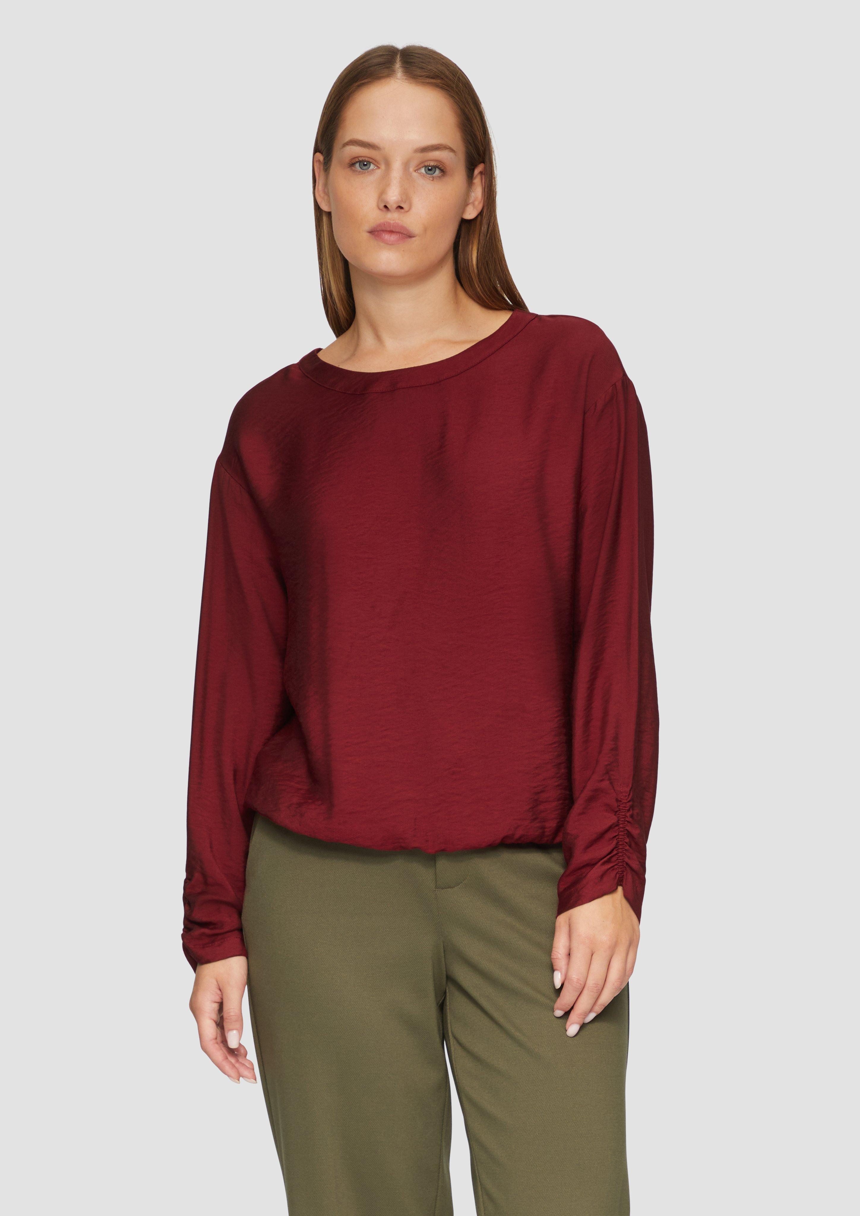 s.Oliver Langarmbluse Viskose-Bluse mit elastischem Saum günstig online kaufen