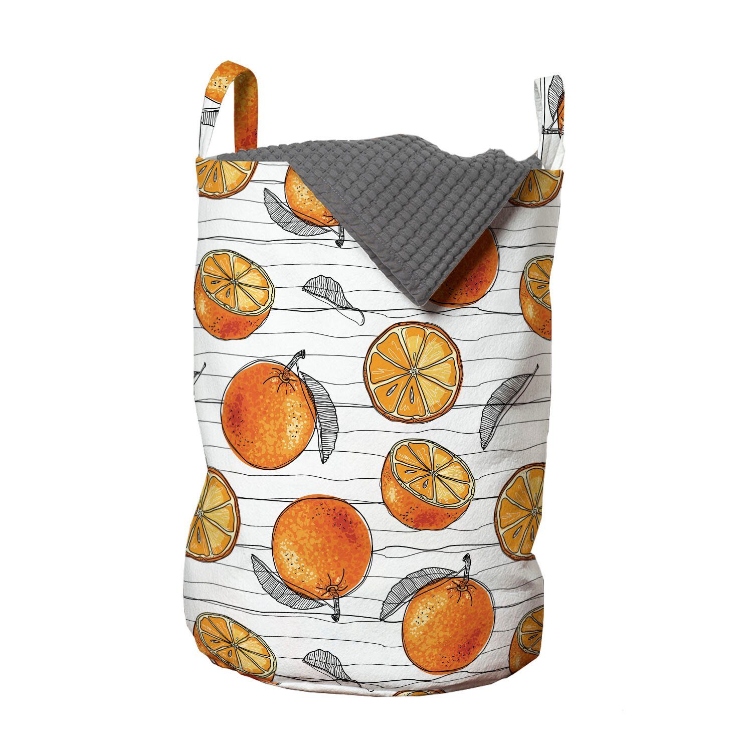 Abakuhaus Wäschesäckchen Wäschekorb mit Griffen Sketch-Linien Kordelzugverschluss Orangen und Mandarine Waschsalons, für
