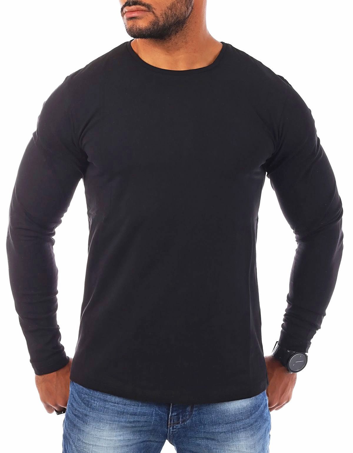 Young & Rich Langarmshirt Herren Uni Basic Longsleeve Rundhals Unterziehshirt 2002 3er pack (3er-Pack, 3-tlg., 3er-Pack) Rundhalsauschnitt unifarben langarm slim fit