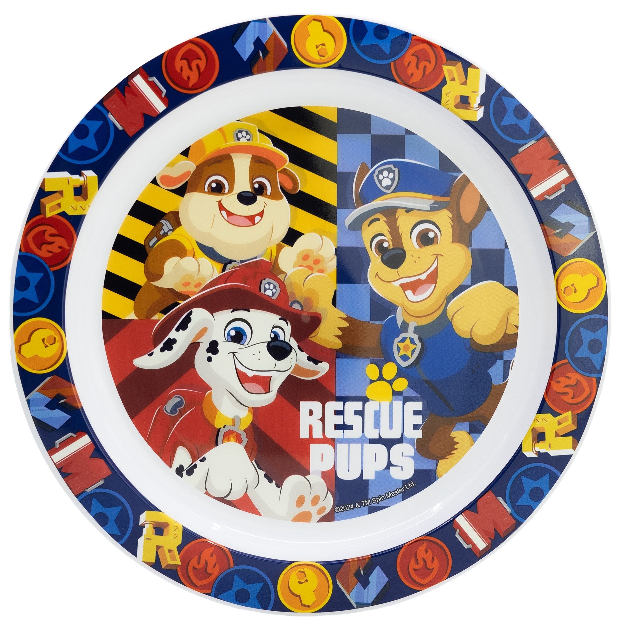 PAW PATROL Kindergeschirr-Set Paw Patrol Chase Rubble Kinder Geschirr-Set 3 teilig (3-tlg), 1 Personen, Becher, Teller, Schüssel