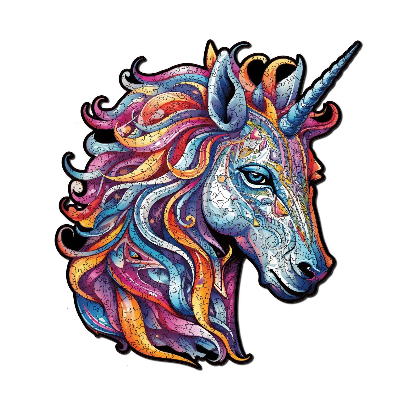 MagicHolz Puzzle MagicHolz Rainbow Unicorn Einhorn Holzpuzzle, Puzzleteile