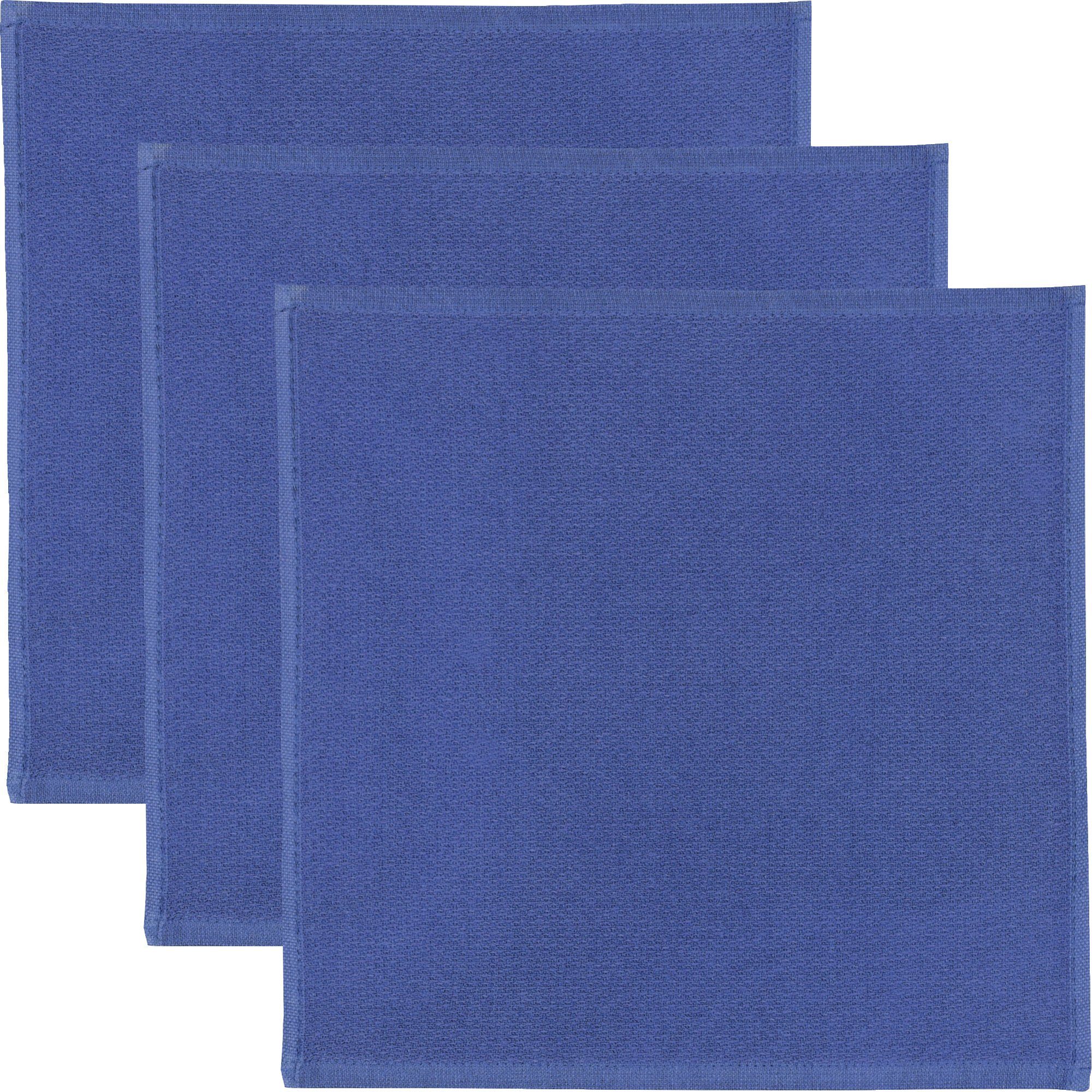 Spültuch Baumwolle blau Müller (3-tlg), Uni Geschirrtuch Erwin 3er-Pack,