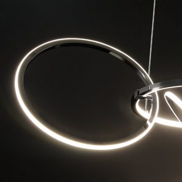 ZMH LED Pendelleuchte 3000K 4 Ringe Drehbar Metall Hängelampe Esstisch, LED fest integriert
