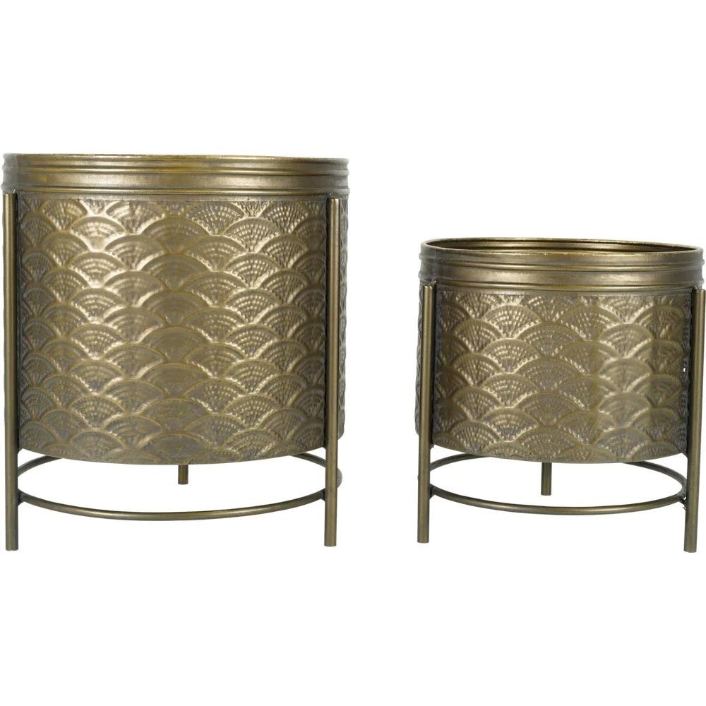 Lesli Living Blumentopf 2er Set Blumentopf Pflanzgefäß St. Tropez Metall (2 St)