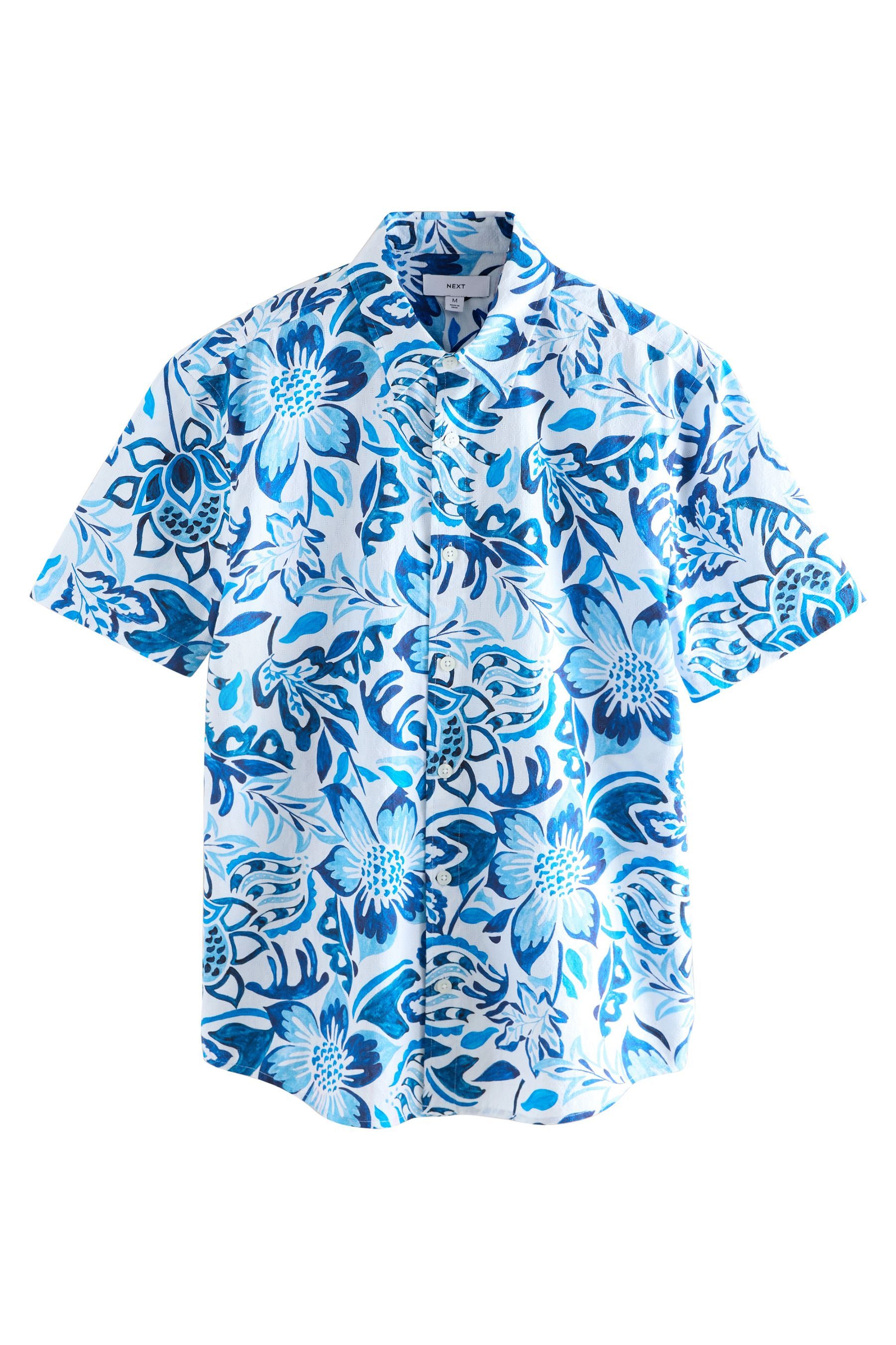 Kurzarmhemd Kurzarmhemd mit floralem Wasserfarben-Print