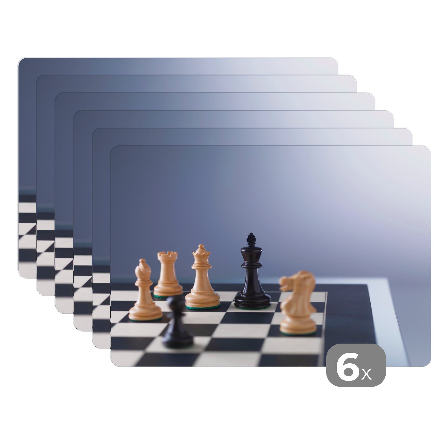 Platzset, Die weiße Seite ist im Schach in der Mehrheit, MuchoWow, (6-St), Platzset, Platzdecken, Platzmatte, Tischmatten, Schmutzabweisend