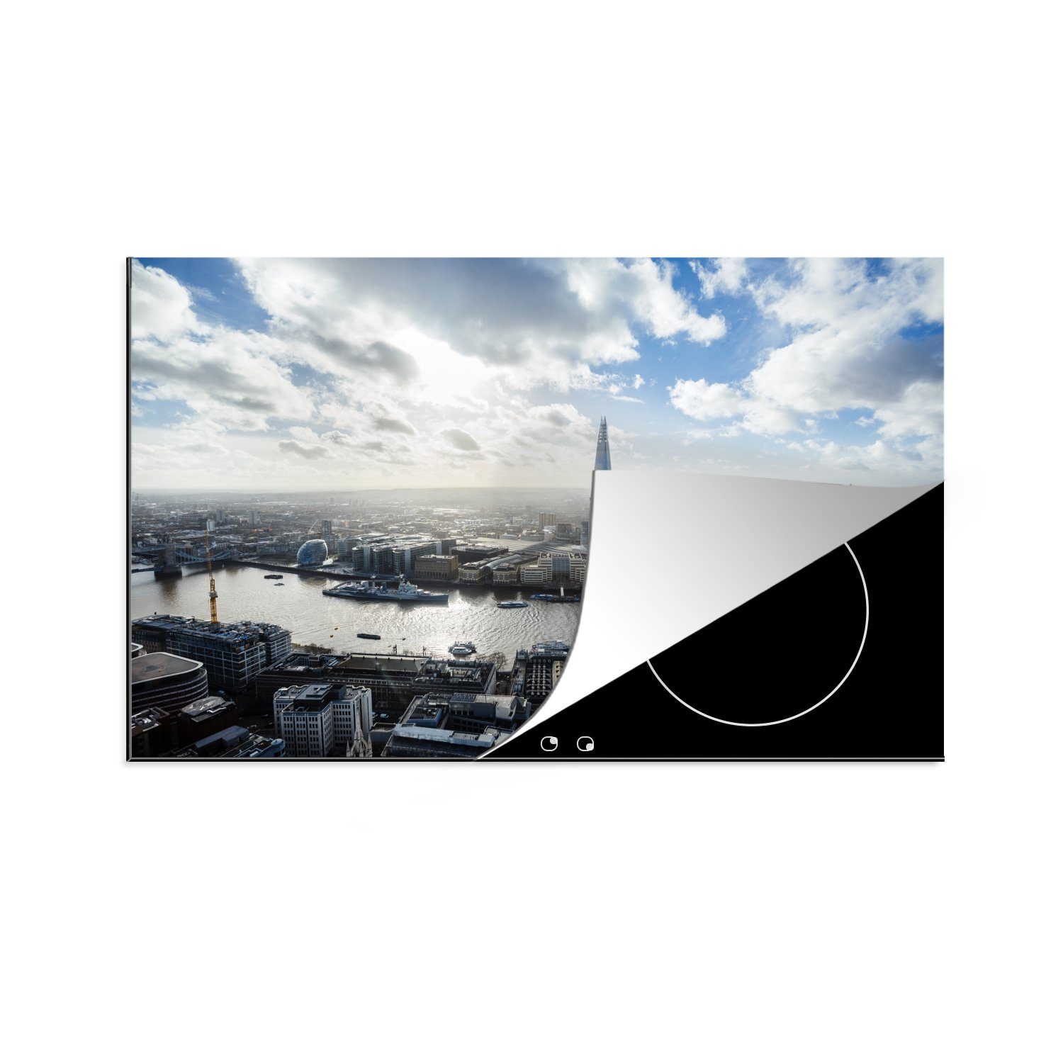 MuchoWow Herdblende-/Abdeckplatte Skyline von Königreich, Vinyl, Ceranfeldabdeckung London, küche, tlg), für 81x52 Schutz Induktionskochfeld (1 die Vereinigtes cm