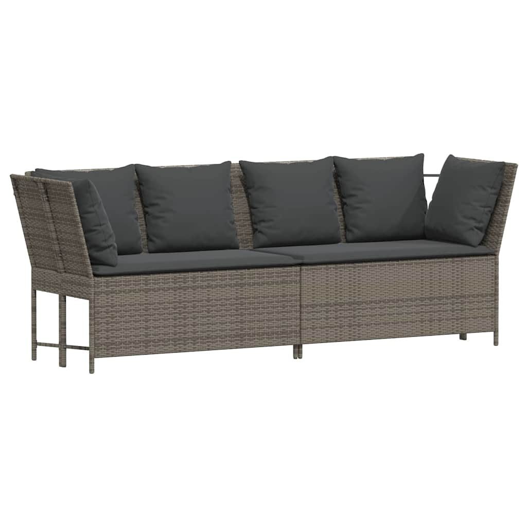 vidaXL Loungesofa Gartensofa mit Kissen Grau Poly Rattan, 1 Teile