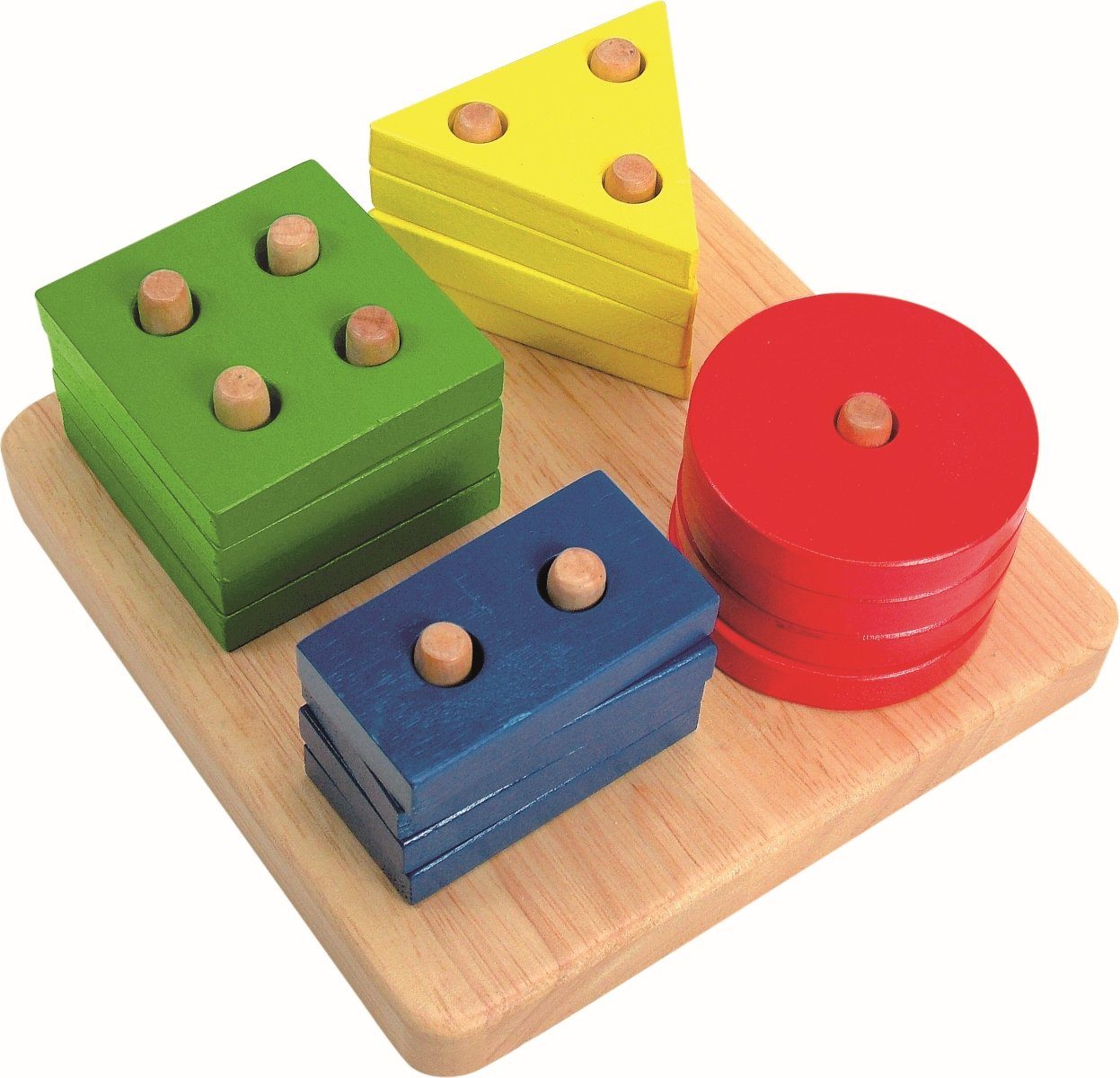 Woodyland Lernspielzeug 90264 Holz Steck- Sortierspiel, 16 Holzbausteine, div. Formen + Цвета(ов)