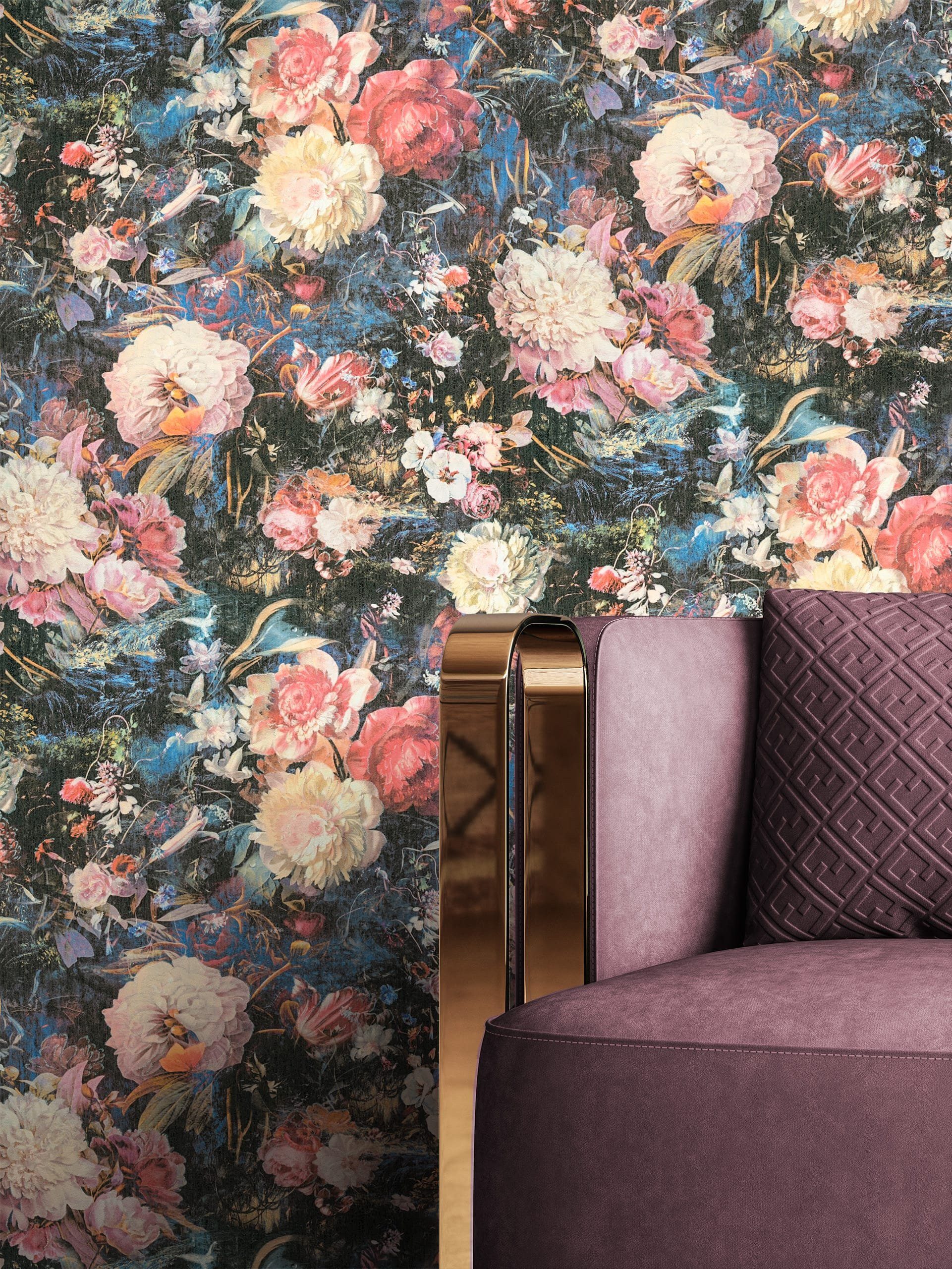 Newroom Vliestapete, Bunt Tapete Floral Blumen günstig online kaufen