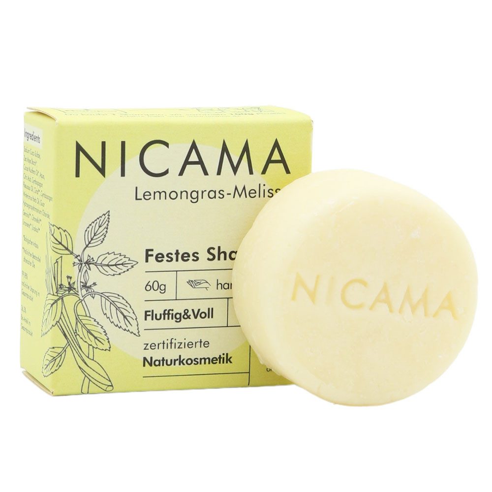 NICAMA Haarshampoo Festes Shampoo Lemongras-Melisse, 60 g
