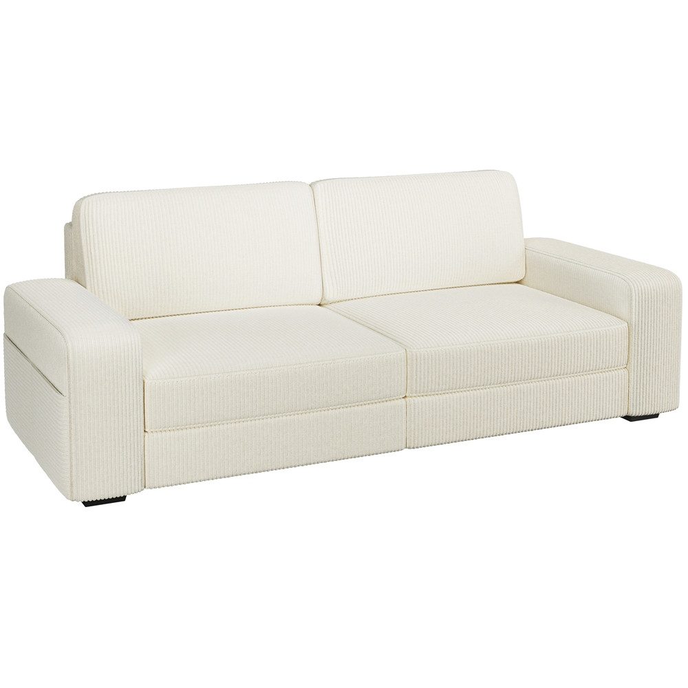 Yaheetech Schlafsofa Zweisitzer-Sofa Polstersofa aus Cordstoff, Breite Sitzfläche für Wohnzimmer/Schlafzimmer/Spielzimmer