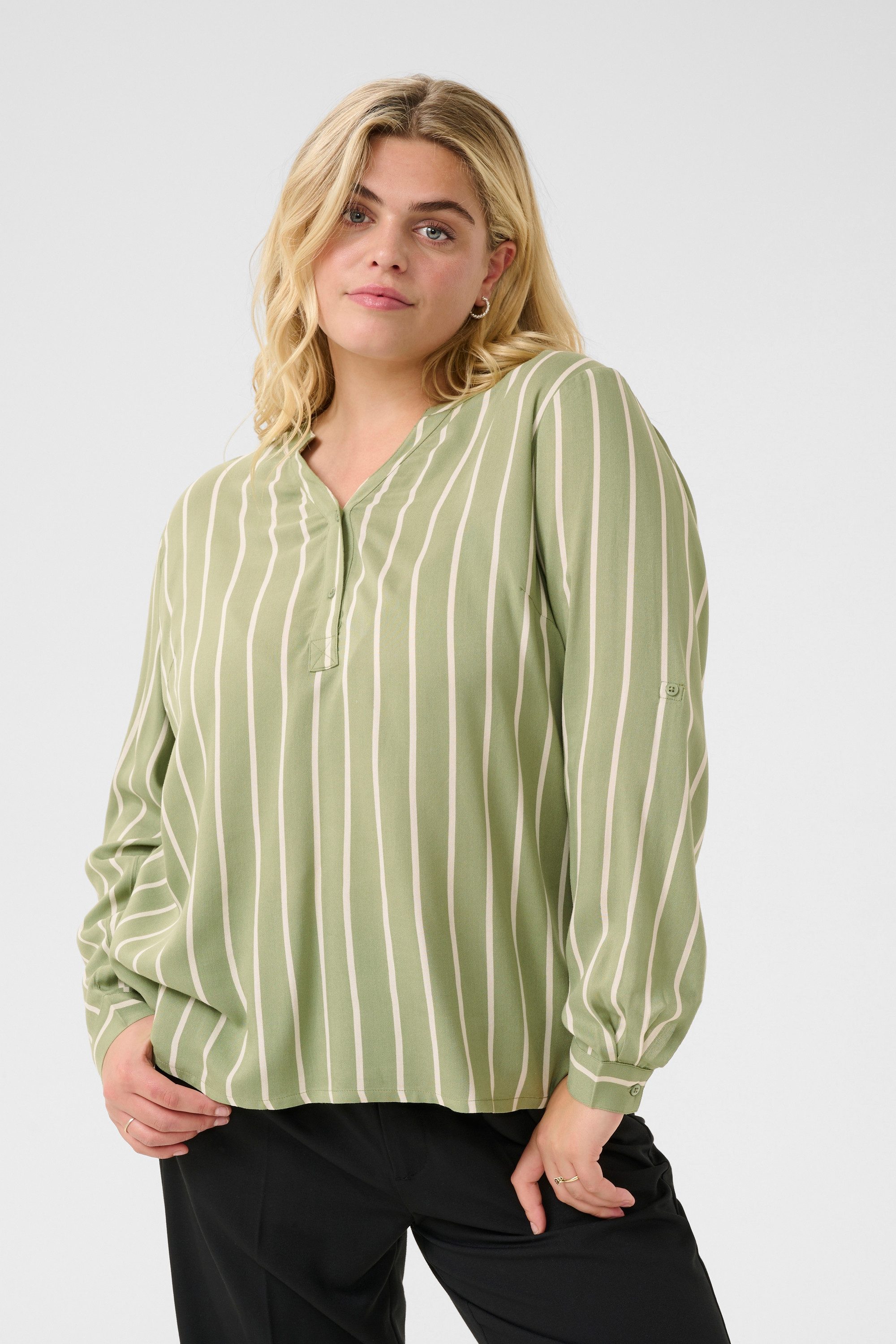 KAFFE Curve Langarmbluse Bluse langarm KCsida Große Größen