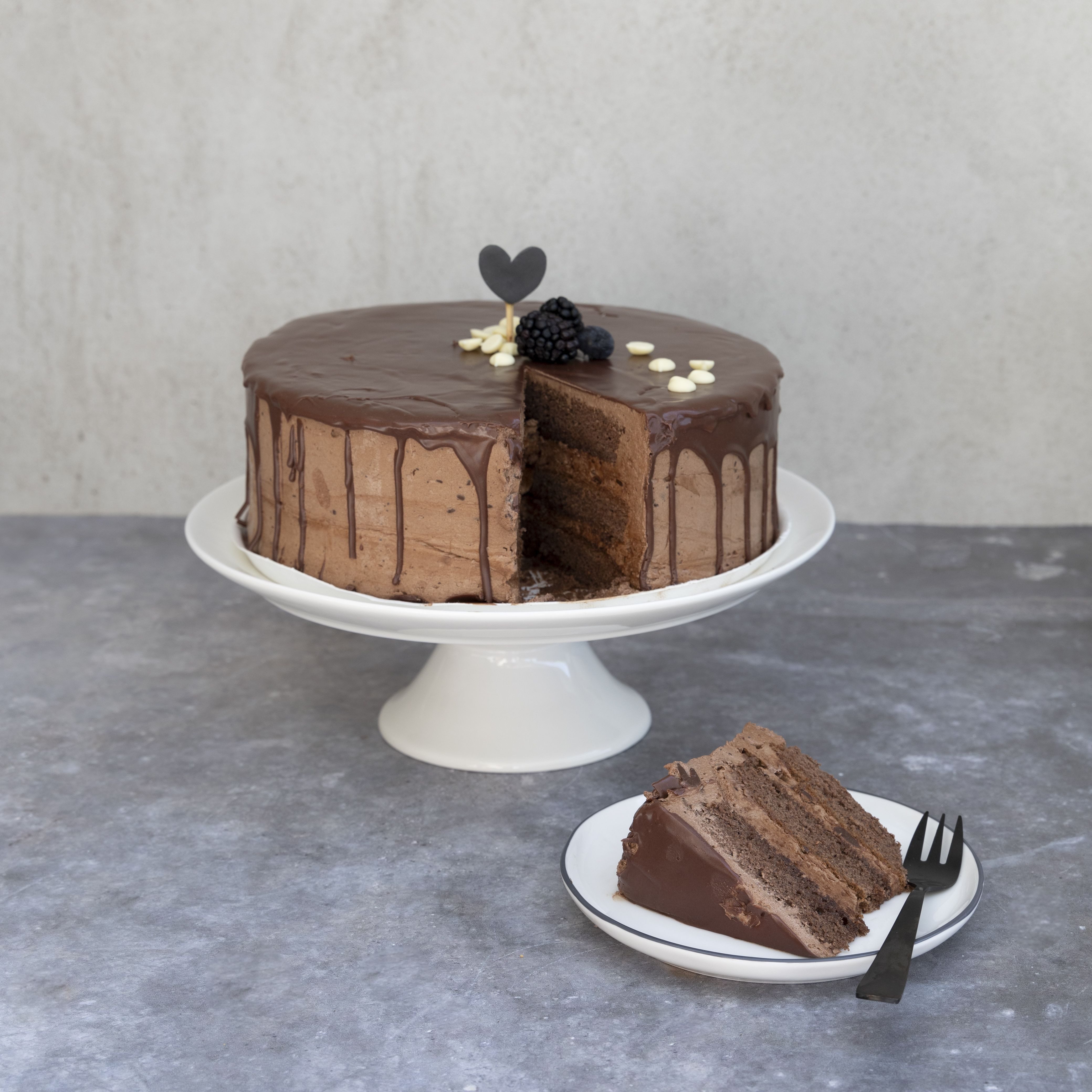 Bastion Collections Tortenplatte Keramik Weiß Ø 30 cm – Kuchenplatte mit Fuß für Geburtstag & Hochzeit