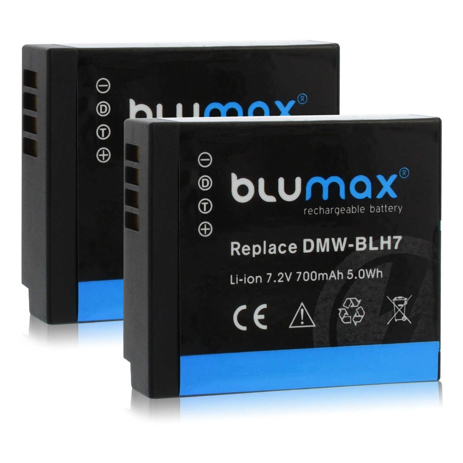 Blumax Set mit 700mAh Panasonic für Lader GX850 DMW-BLH7 Kamera-Akku