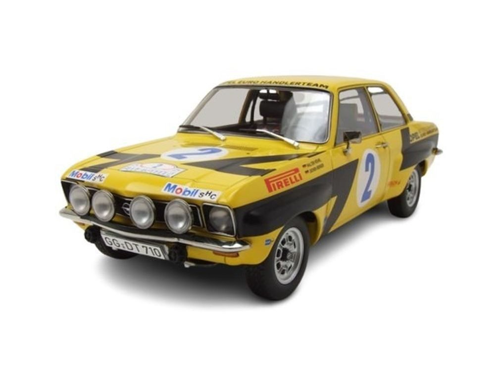MCG Modellauto Opel Ascona A #2 Rallye Acropolis 1975 gelb Röhrl Geistdörfer, Maßstab 1:18