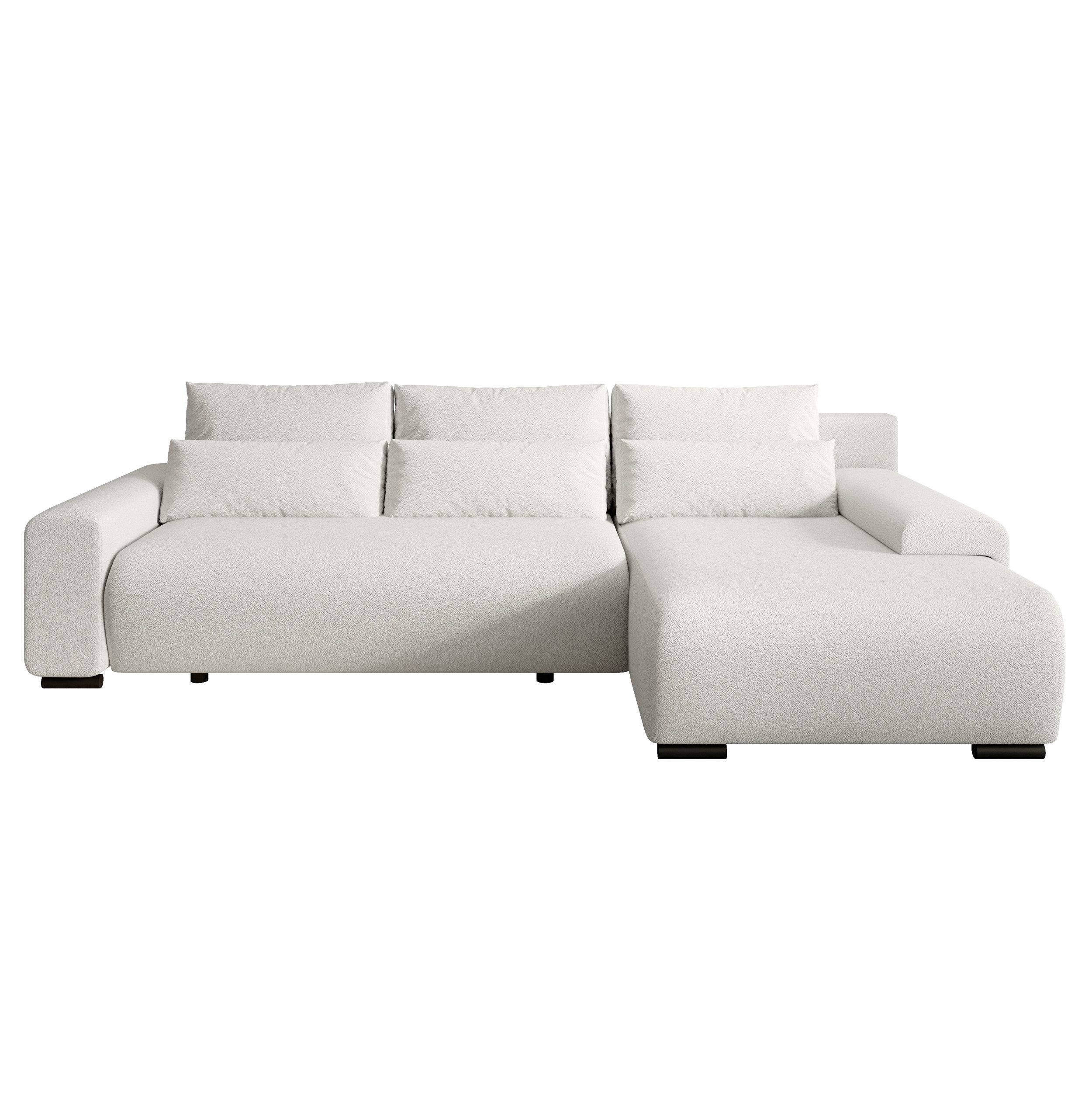 Beautysofa Ecksofa Benny Boucle, inkl. Schlaffunktion, Bettkasten, Wellenfedern, stilvoll Polsterecke im modernes Design, L-förmiges Ecksofa aus Boucle-Stoff