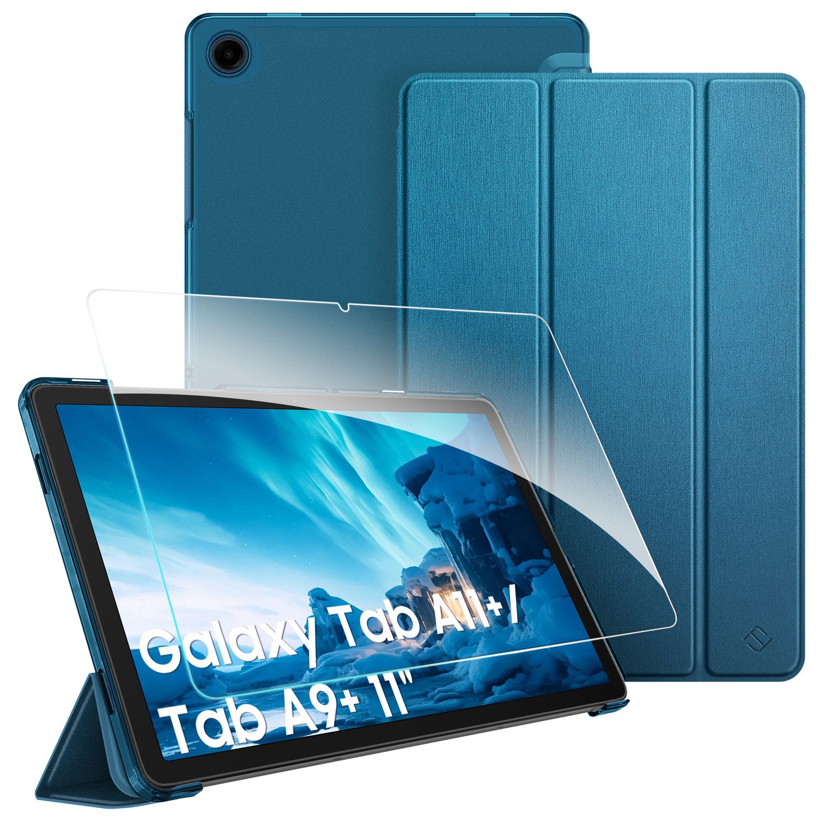 Fintie Tablet-Hülle für Samsung Galaxy Tab A11+ Plus 11 Zoll 2025 / Tab A9+ Plus 11'' 2023 11 Zoll, mit Schutzfolie, Ultradünn Schutzhülle mit Translucent Rückseite Cover