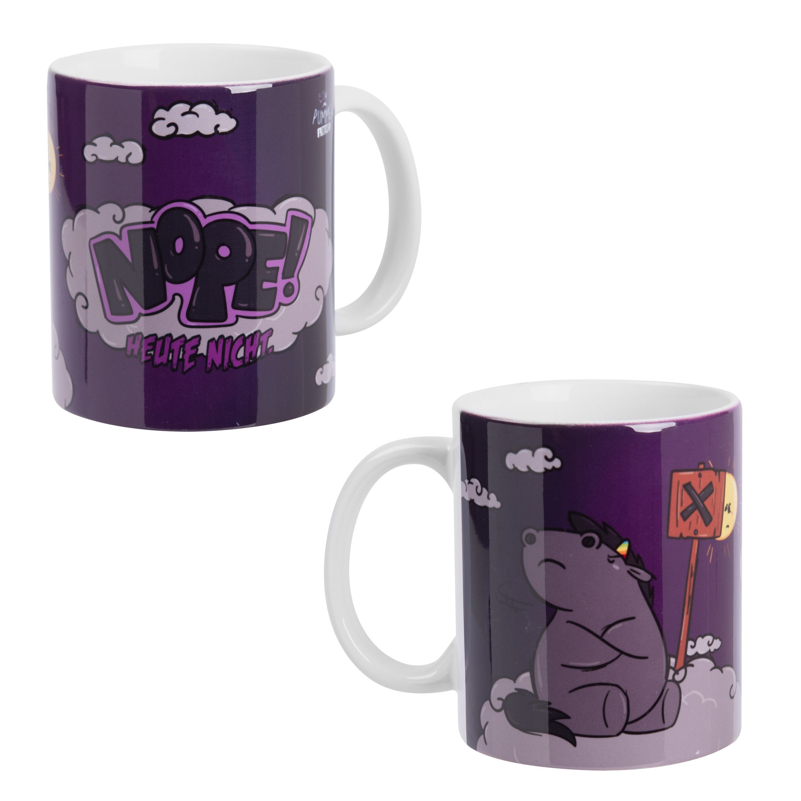 United Labels® Tasse Pummel & Friends Tasse - Nope! Heute nicht. Kaffeetasse Weiß 320 ml, Keramik