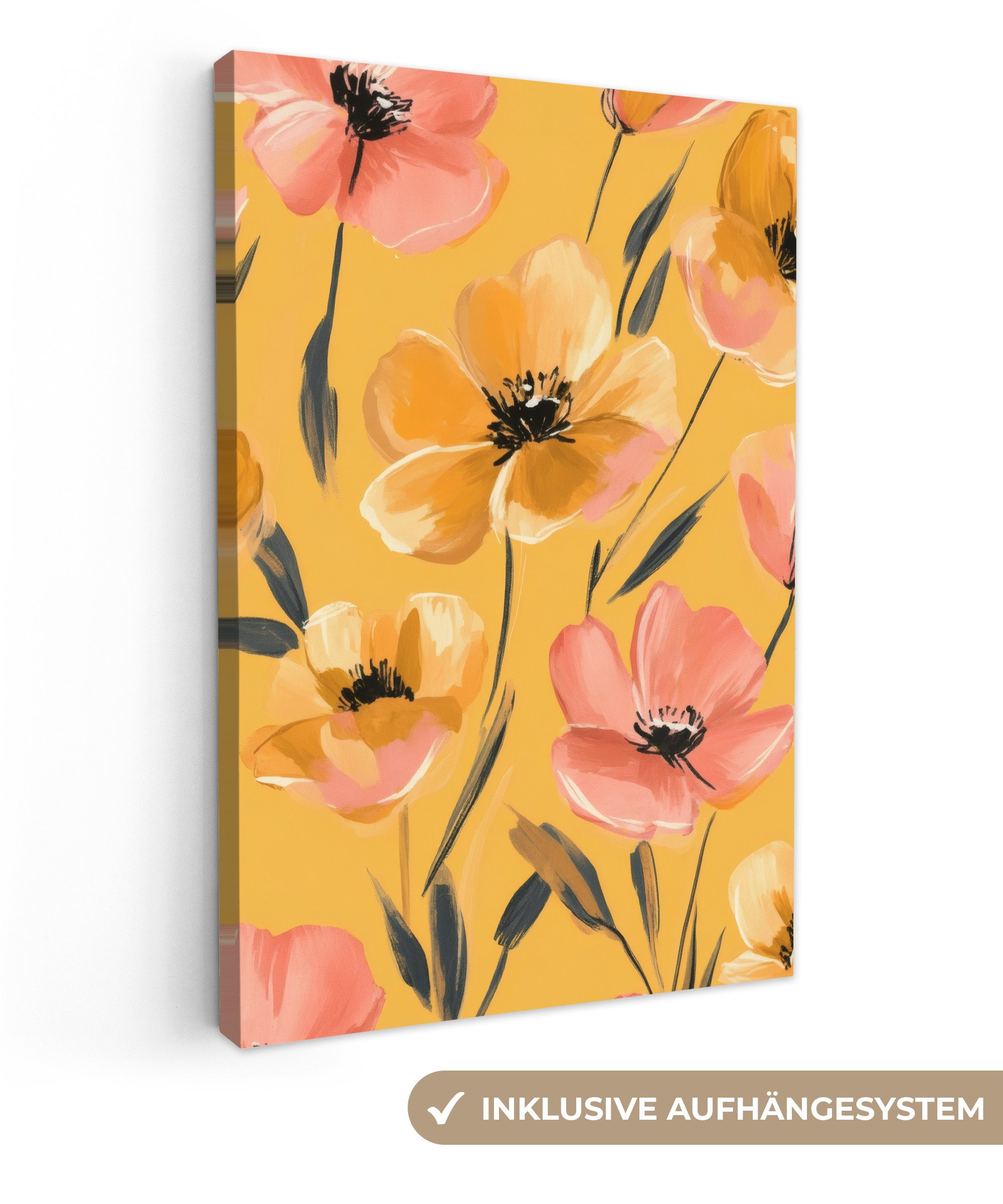 OneMillionCanvasses® Leinwandbild Blumen - Gemalt - günstig online kaufen