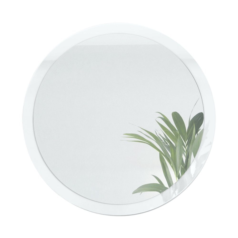 Vladon Wandspiegel Globe (dekorativer runder Spiegel, für Flur und Wohnzimmer mit MDF-Rahmen), in Weiß Hochglanz (80 cm Durchmesser)