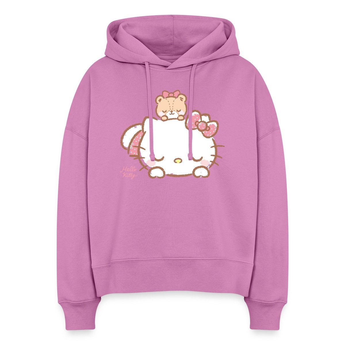 Spreadshirt Hoodie Hello Kitty Mit Teddy Auf Dem Rücken Frauen Boxy Organic günstig online kaufen