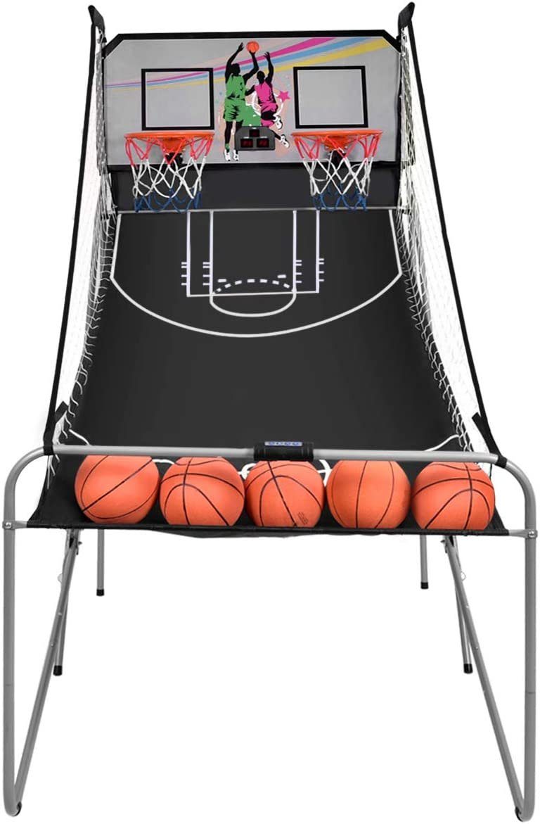 KOMFOTTEU Basketballständer Basketball-Schießmaschine (Set), mit Punktezähler grau
