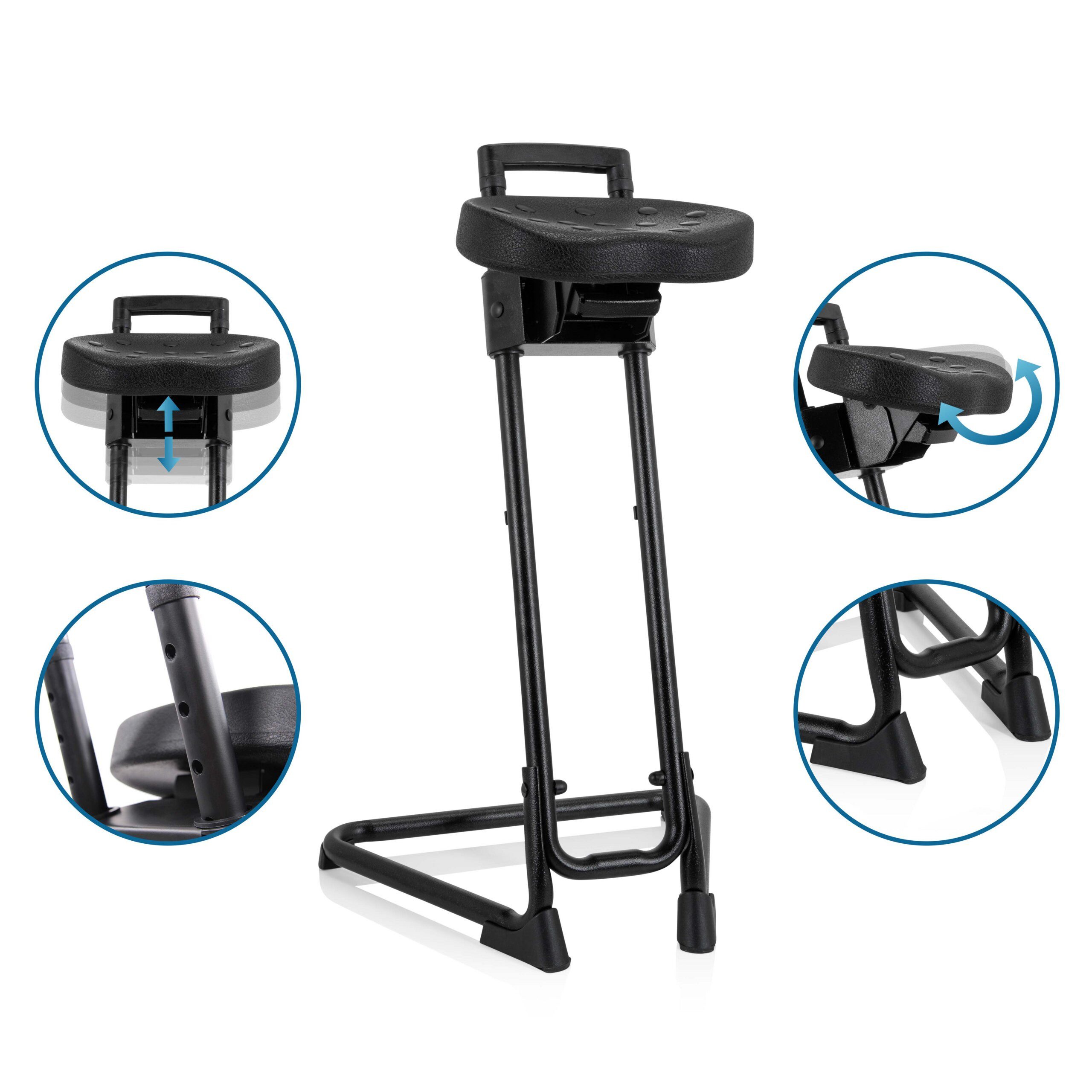 hjh OFFICE Stehhilfe TOP WORK 32 Arbeitshocker Kunststoff Höhe 86.0 cm, Ergonomischer Stehsitz, Höhe & Neigung verstellbar