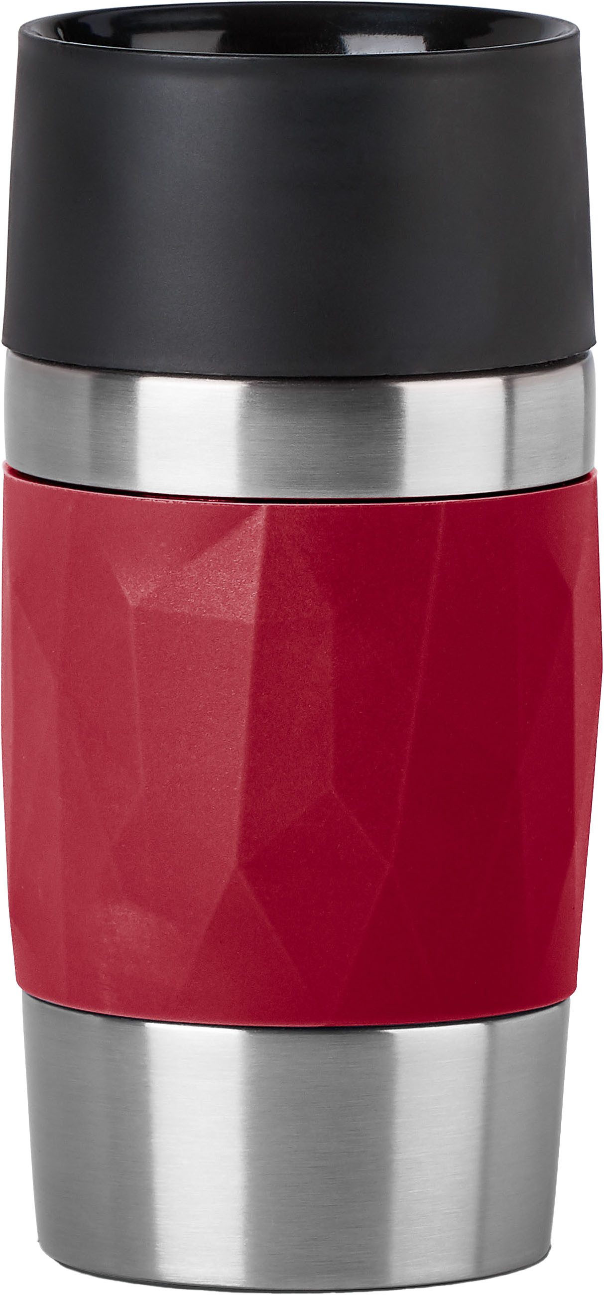 Emsa Thermobecher Travel Mug Compact, Edelstahl, Kunststoff, Silikon, 0,3L, Edelstahl, 3h warm/6h kalt, 360°Trinköffnung, spülmaschinenfest