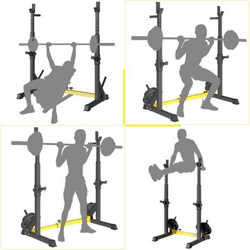 Femor Hantelbank, Squat Rack, Langhantelablage verstellbar bis 200kg