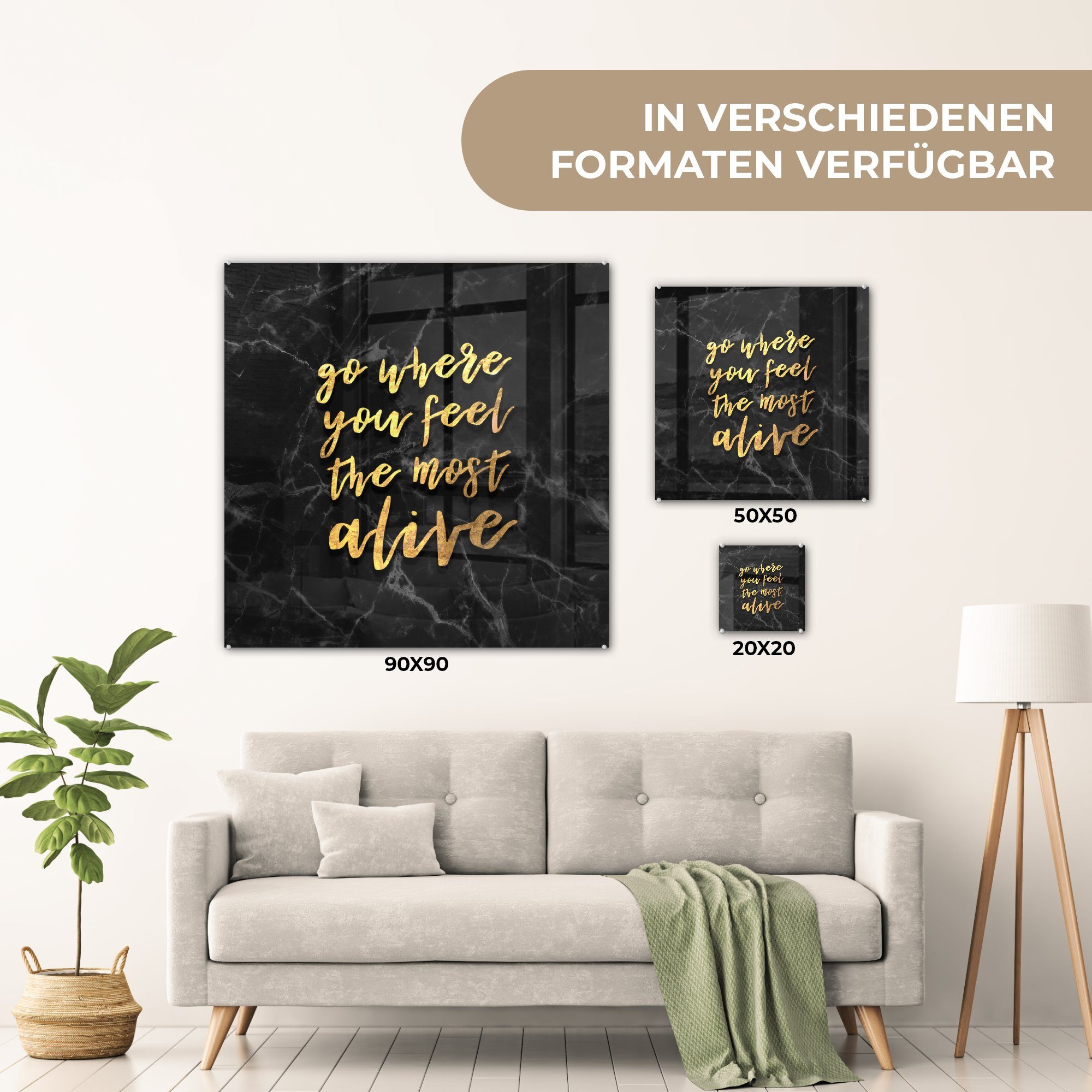 - Leben St), Bilder MuchoWow auf Glas auf Marmor, Foto Wandbild Glas - Acrylglasbild Glasbilder Wanddekoration (1 Zitate - - -