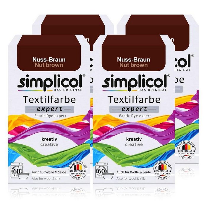 simplicol Textilfarbe Simplicol Textilfarbe expert Nuss-Braun 150g - Farbe zum Färben (4er P