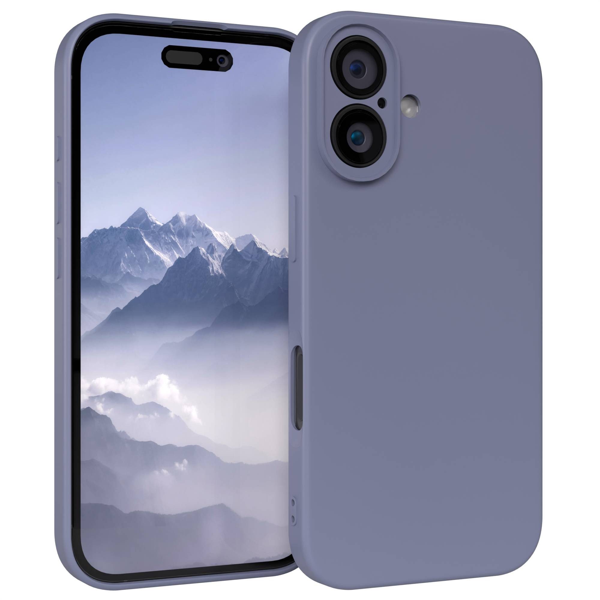 EAZY CASE Handyhülle für Apple iPhone 16 Hülle Silikon 6,1 Zoll, Silikon Schutzhülle mit Kameraschutz Matt Back Cover Soft Eis Blau