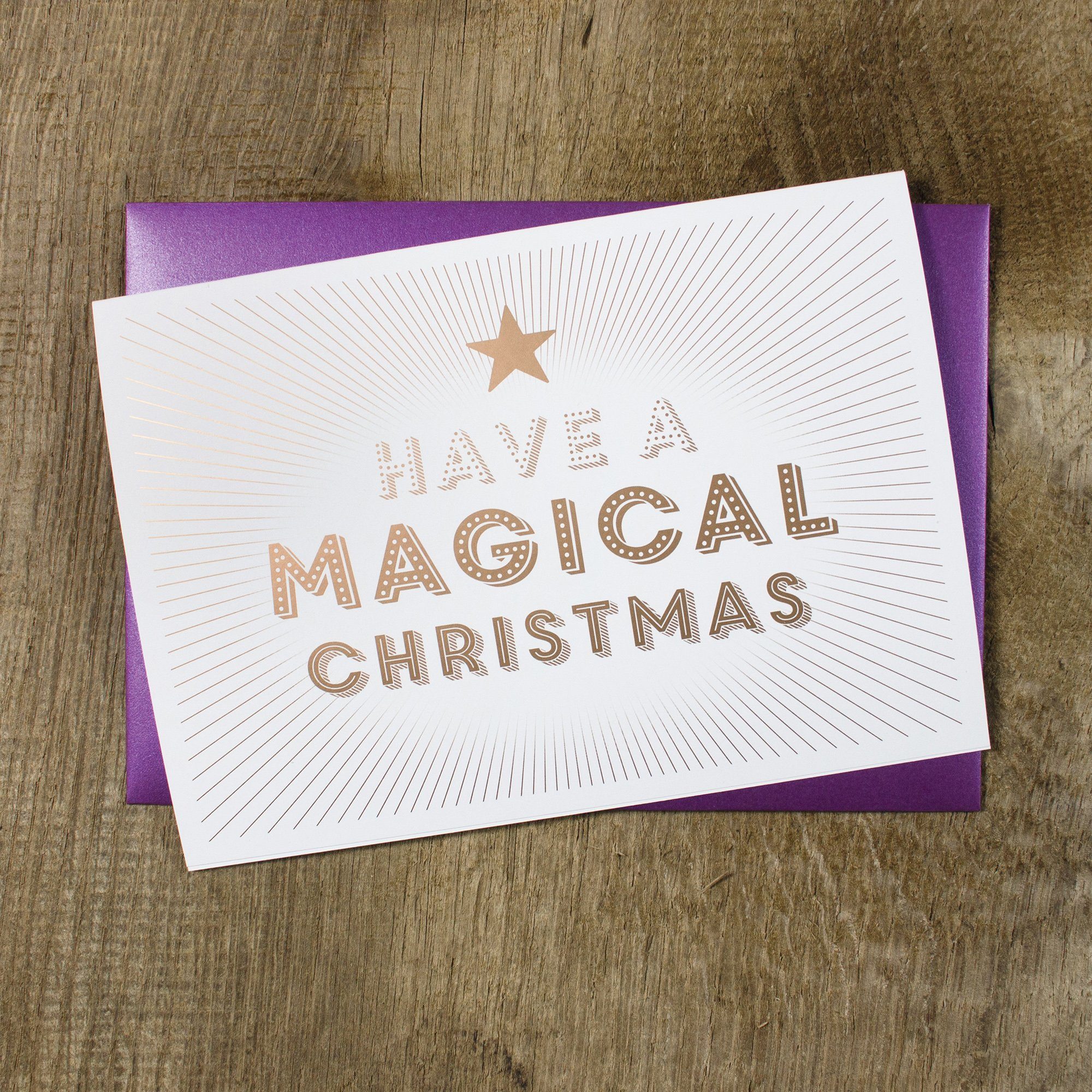 Bow & Hummingbird Grußkarten Grußkarte Magical Christmas (Umschlag in Brombeere) | Papier