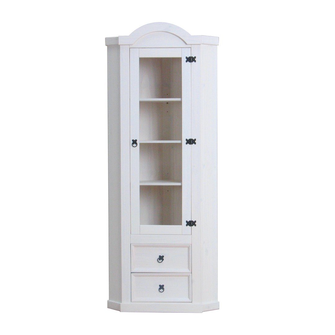 ebuy24 Vitrine New Mexico Eckschrank mit 1 Glastür und 2 Schublad