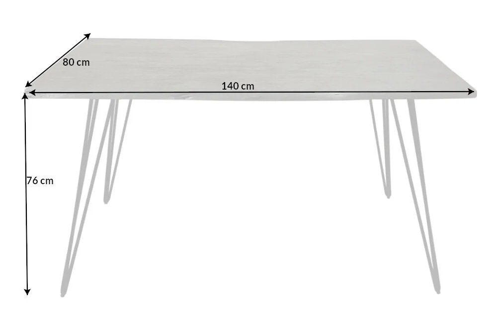 LebensWohnArt Industrie-Look ALINA grau Akazie Esstisch 140cm Esstisch Baumkante