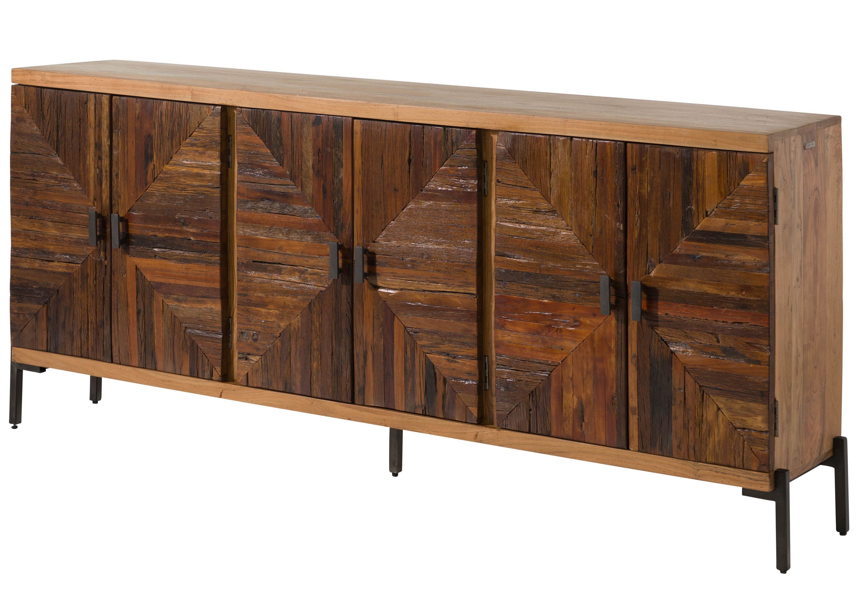 Massivmoebel24 Sideboard (Massivholz), Altholz 206x40x93 natur lackiert LYON #111