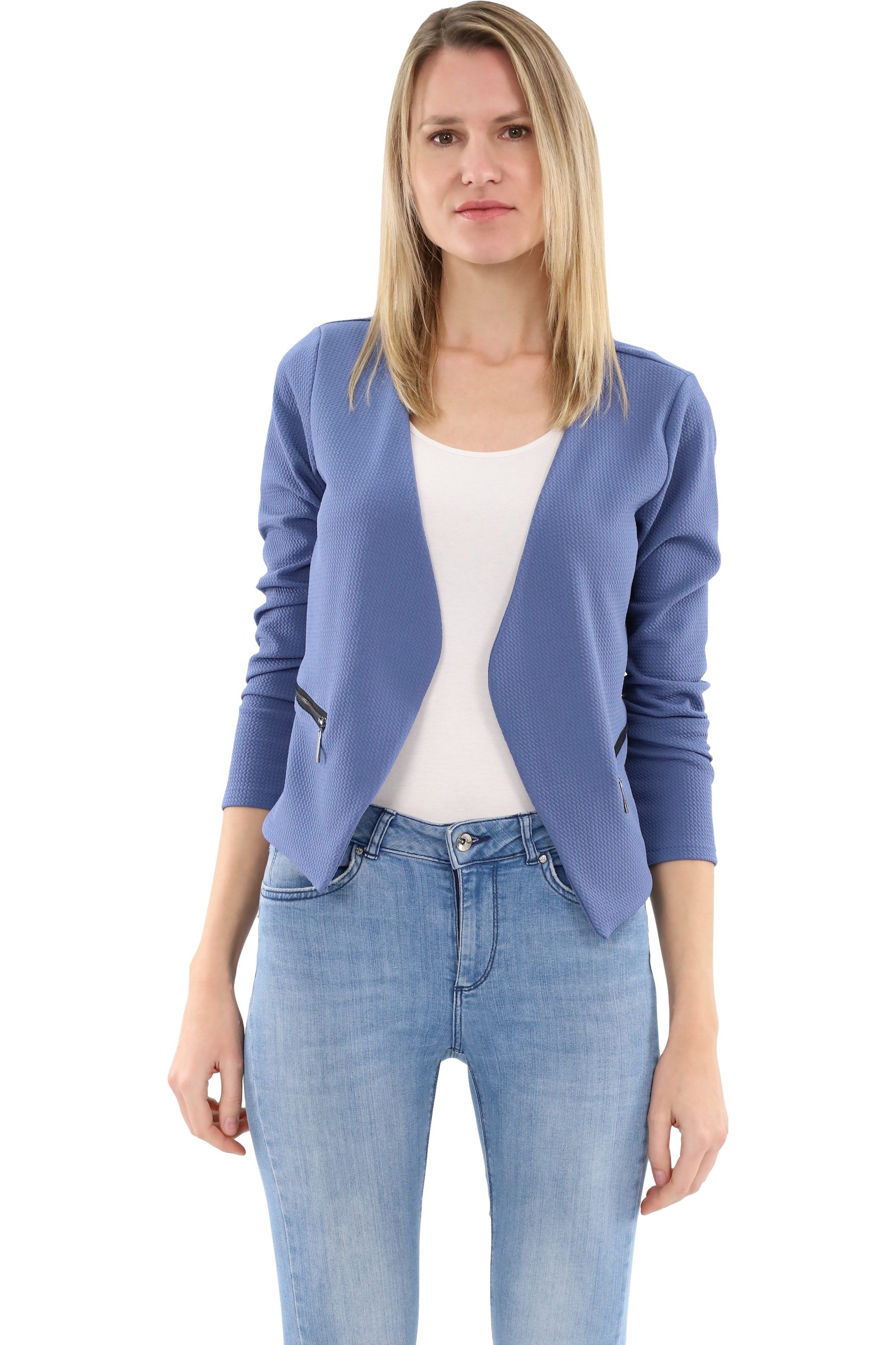 malito more than fashion Jackenblazer malito Damen Blazer ohne Kragen, Sakko im Basic Look, Kurzjacke mit Sweatblazer im Basic-Look
