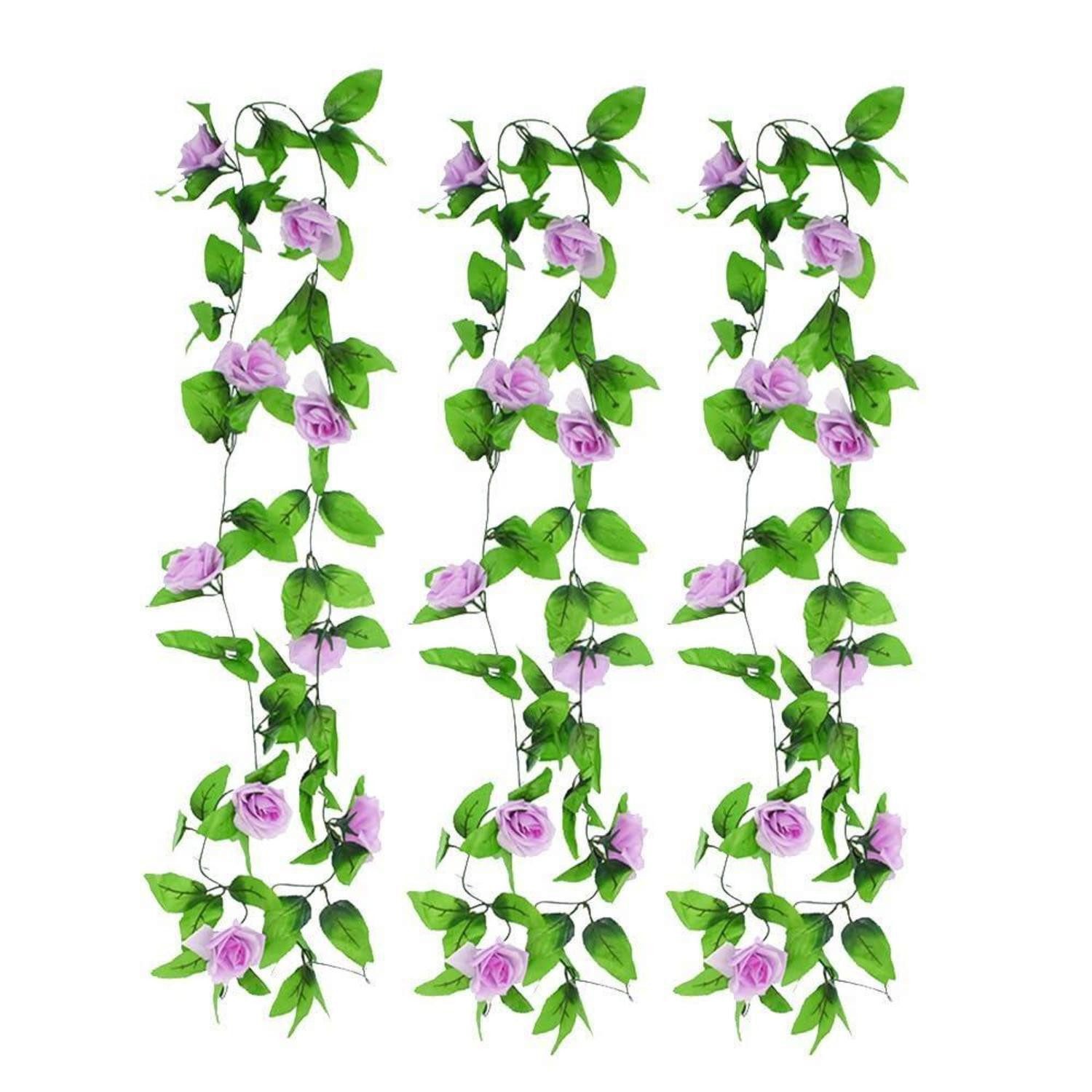 Kunstgirlande Rosenranken-Grünpflanzen-Girlande Helllila, LuxusKollektion, Höhe 240 cm