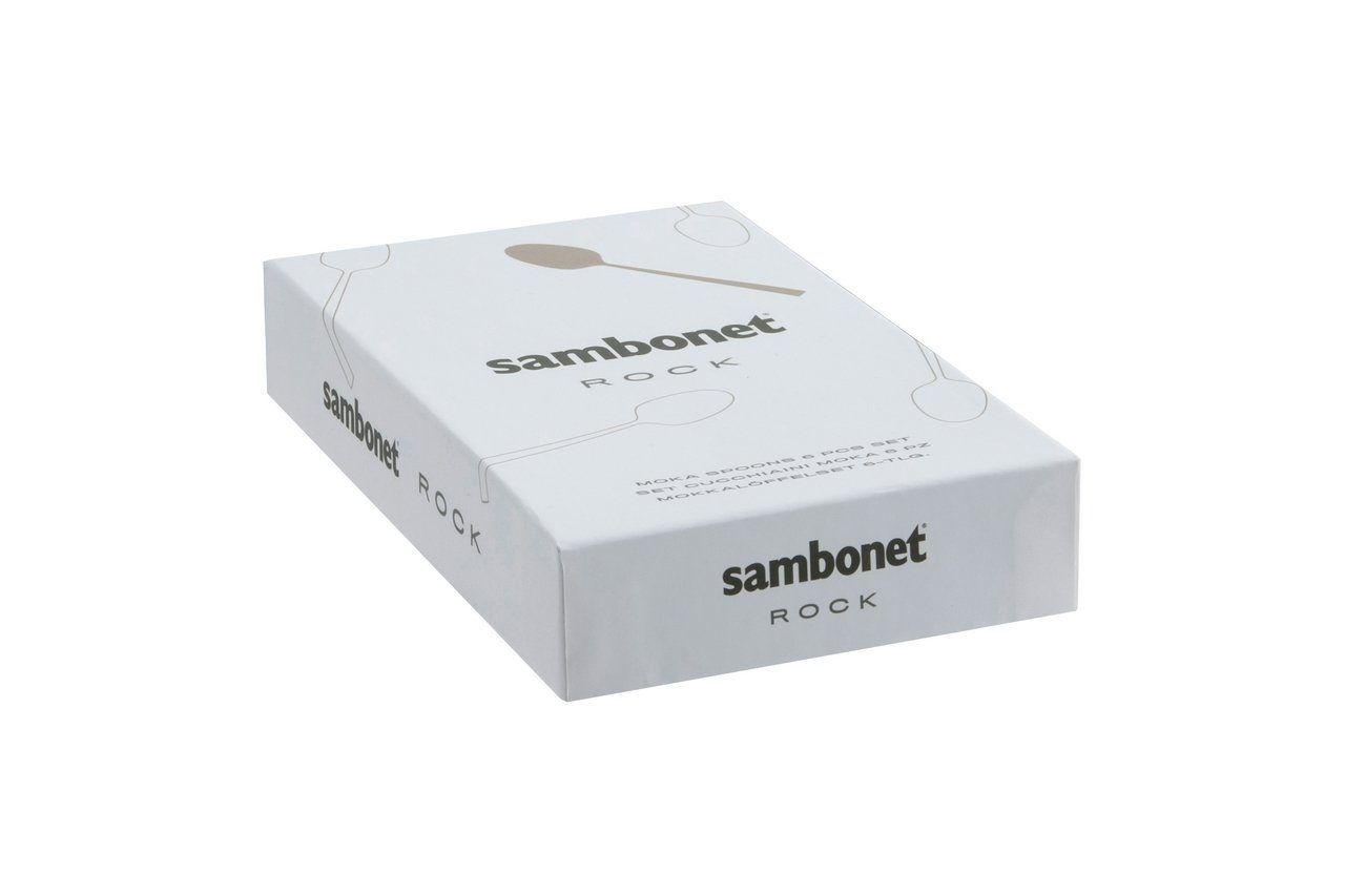 sambonet Besteck-Set Rock Diamond Mokkalöffel Set6 Edelstahl/PVD 2Black, Edelstahl rostfrei, Besteck-Sets