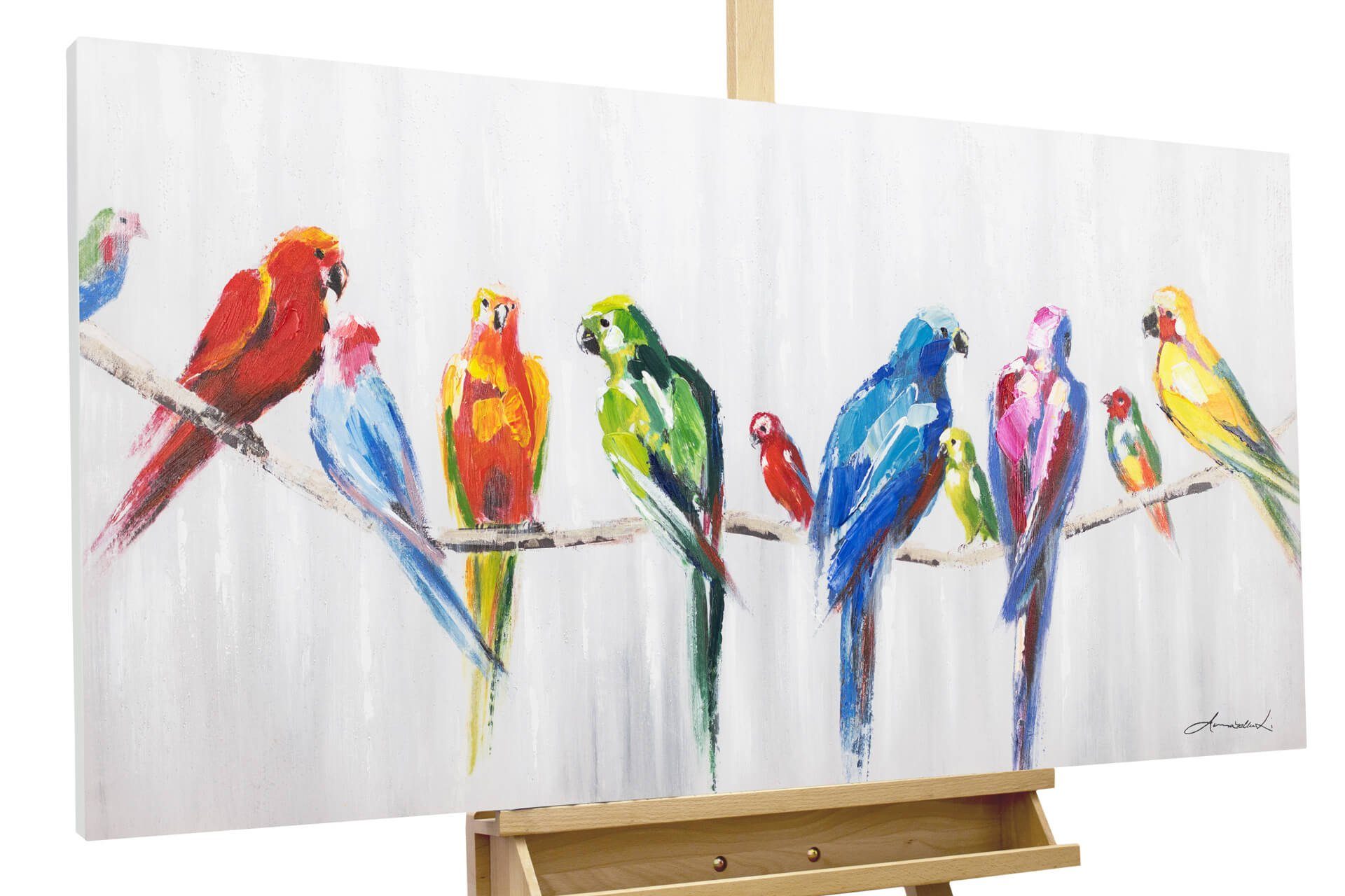 KUNSTLOFT Gemälde »Bunte Freundschaft«, handgemaltes Bild auf Leinwand