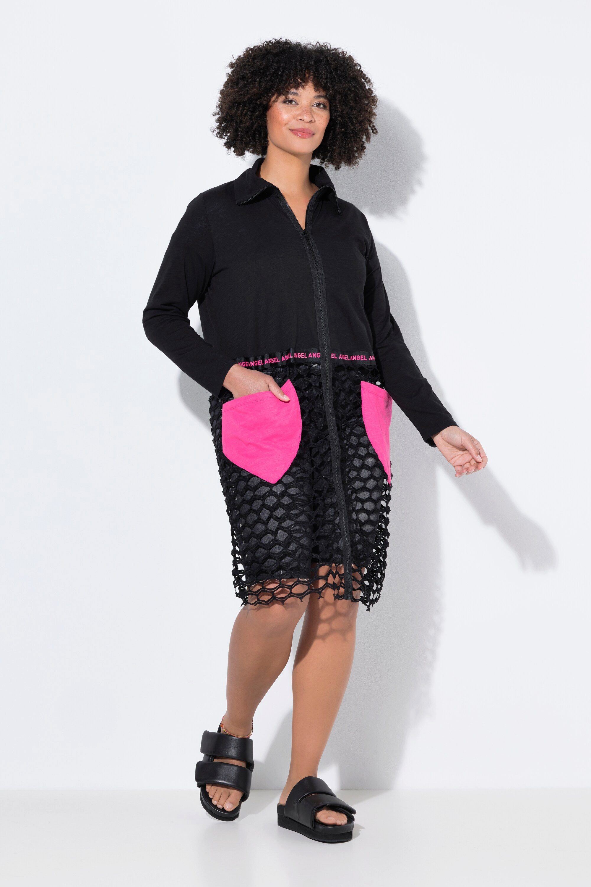 Angel of Style Sommerjacke Shirtjacke Straight Fit Jersey und Netz günstig online kaufen