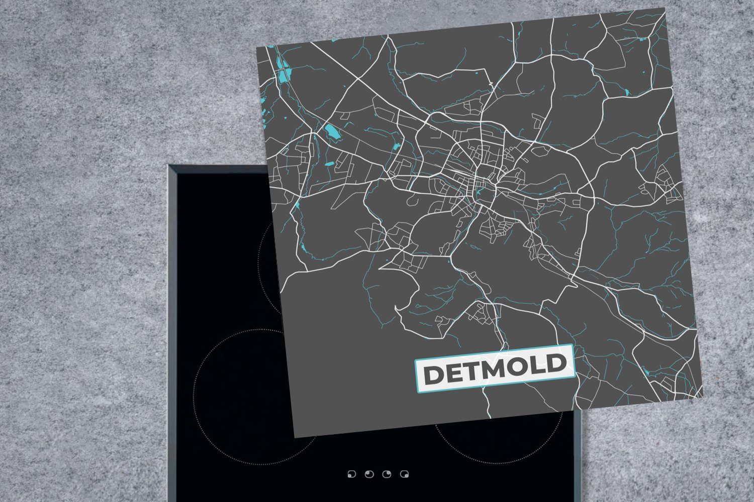 MuchoWow Herdblende-/Abdeckplatte Stadtplan - Detmold Arbeitsplatte Vinyl, - cm, tlg), küche (1 Deutschland Ceranfeldabdeckung, - 78x78 Karte, für