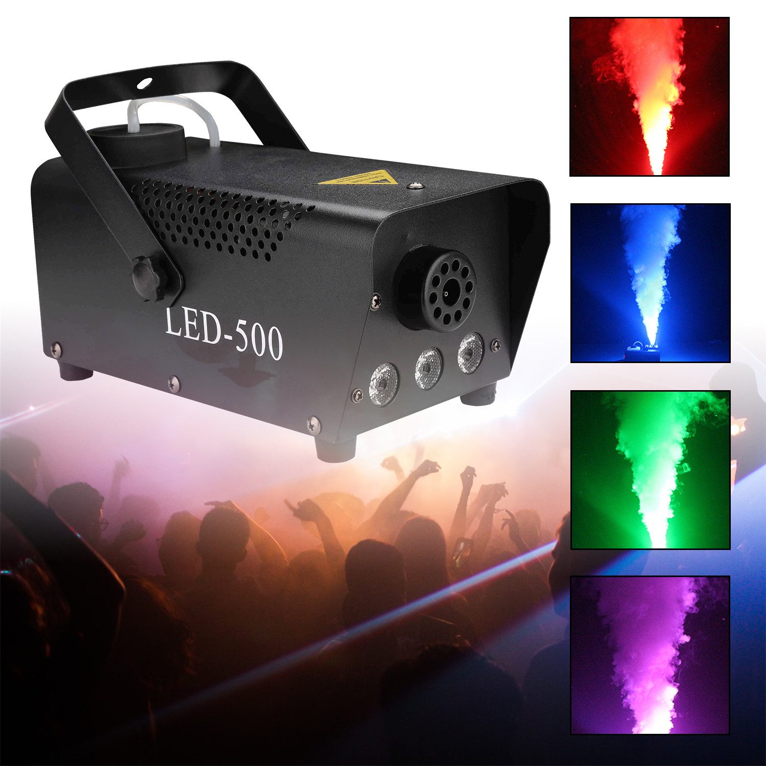 Clanmacy LED Discolicht Nebelmaschine steuerbar LED-Licht Hochzeit Halloween-Party, RGB LED-Lichteffekt mit 13 Farbmodi,Schnelle Aufheizzeit