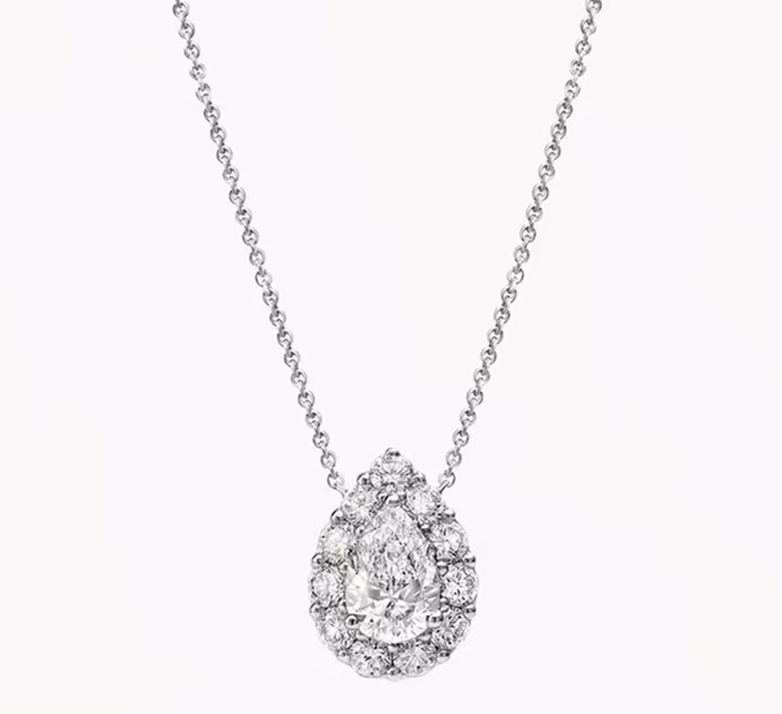 Kette mit Anhänger Tropfenförmige Halskette, Diamantkette,D,VS1,Damenhalskette,585er Gold