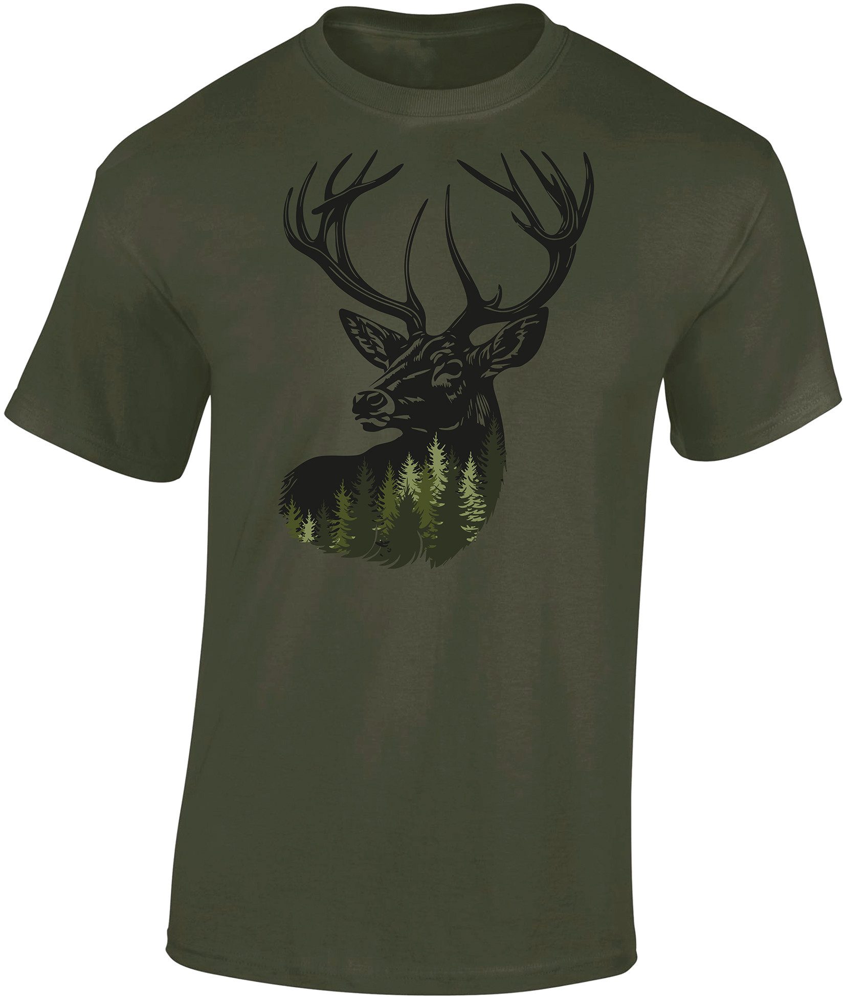 Baddery Print-Shirt Jäger T-Shirt: "Forest Deer" günstig online kaufen