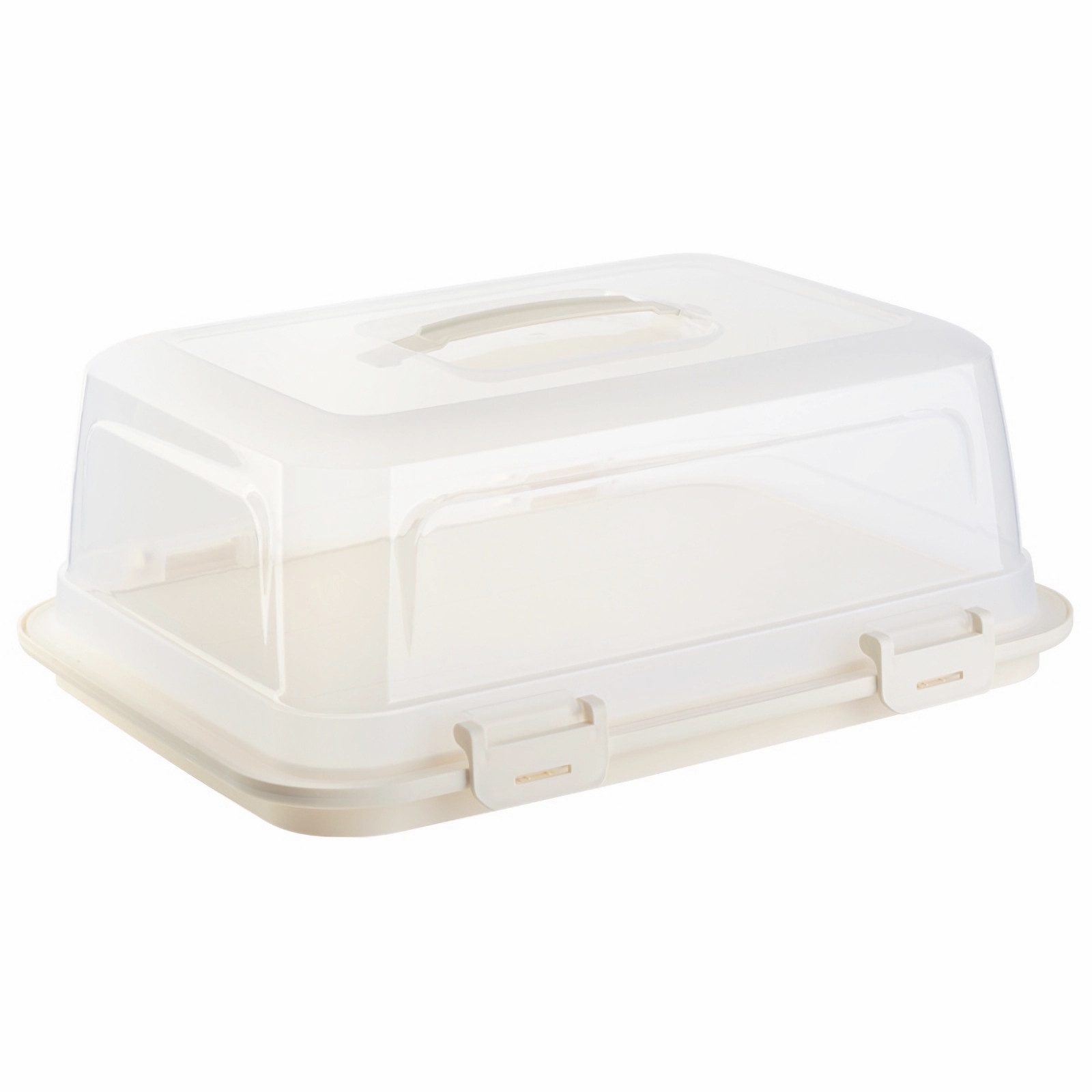 Engelland Kuchentransportbox mit Griff, Deckel und 4-fach Klick-Verschluss, rechteckig, Kunststoff, (L 44 x B 35 x H 17,50 cm, BPA-frei), spülmaschinengeeignet, lebensmittelecht, Stückeinteilungshilfe