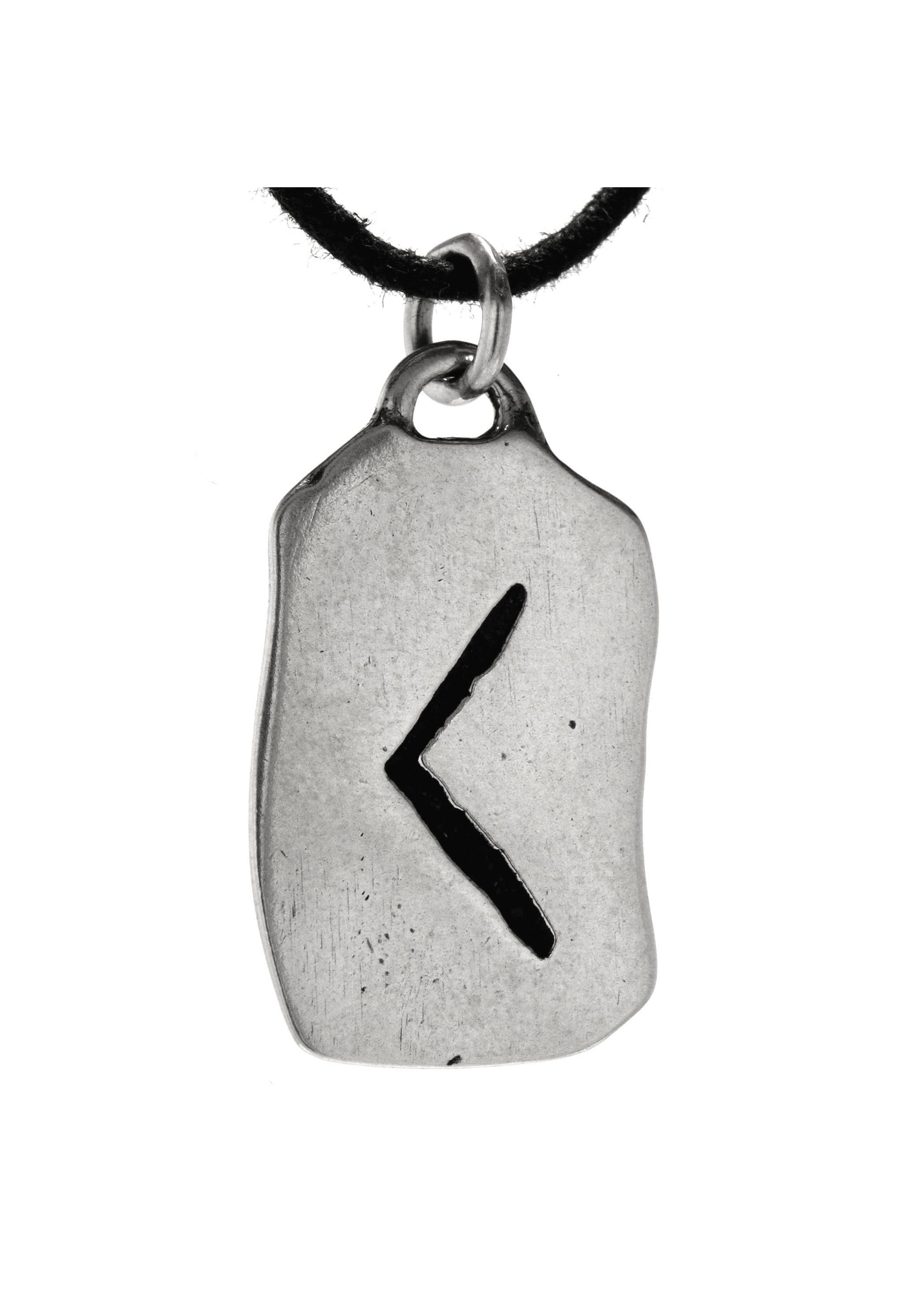 K Kenaz Silber 925 Sterling Kettenanhänger Leather Kiss Buchstabe Rune of